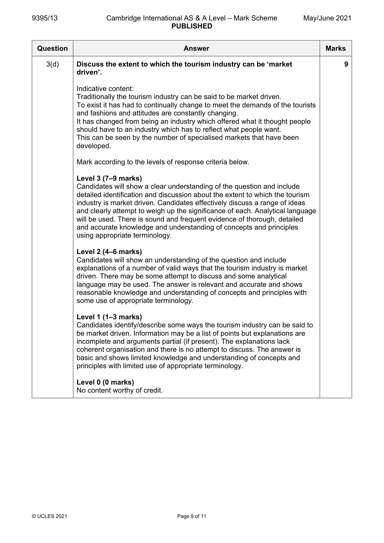 Mark scheme, page 9 of 11
