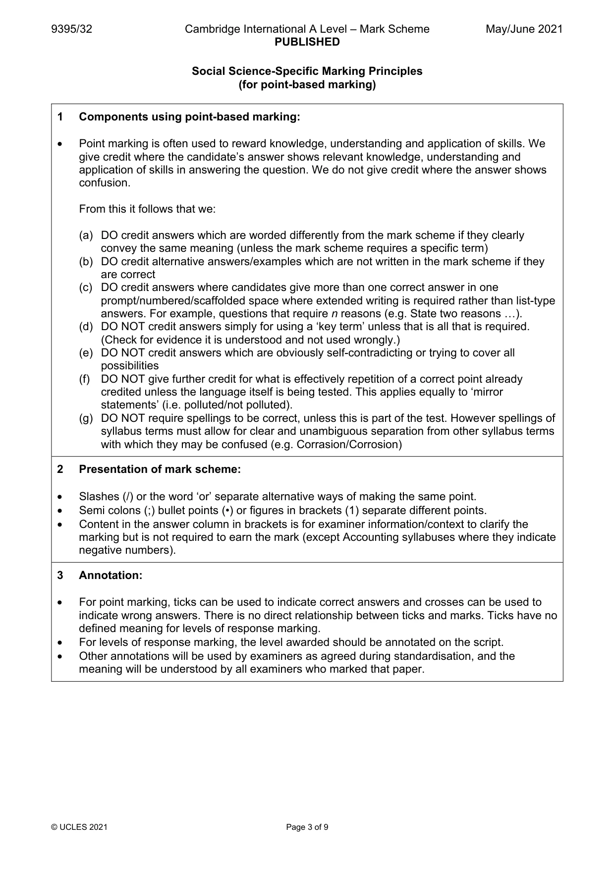 Mark scheme, page 3 of 9