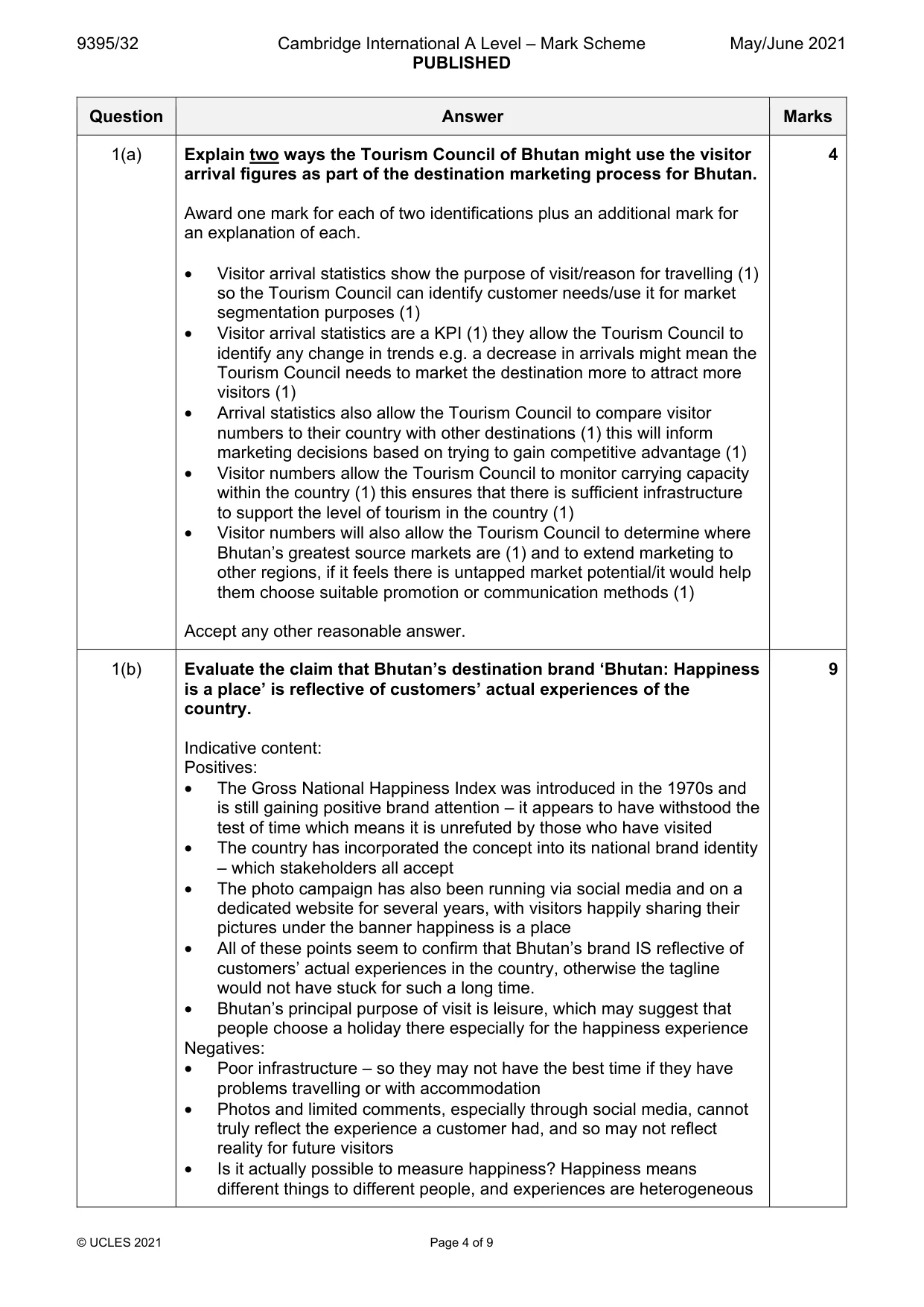 Mark scheme, page 4 of 9