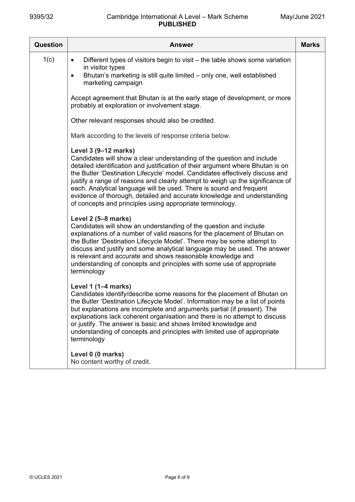 Mark scheme, page 6 of 9