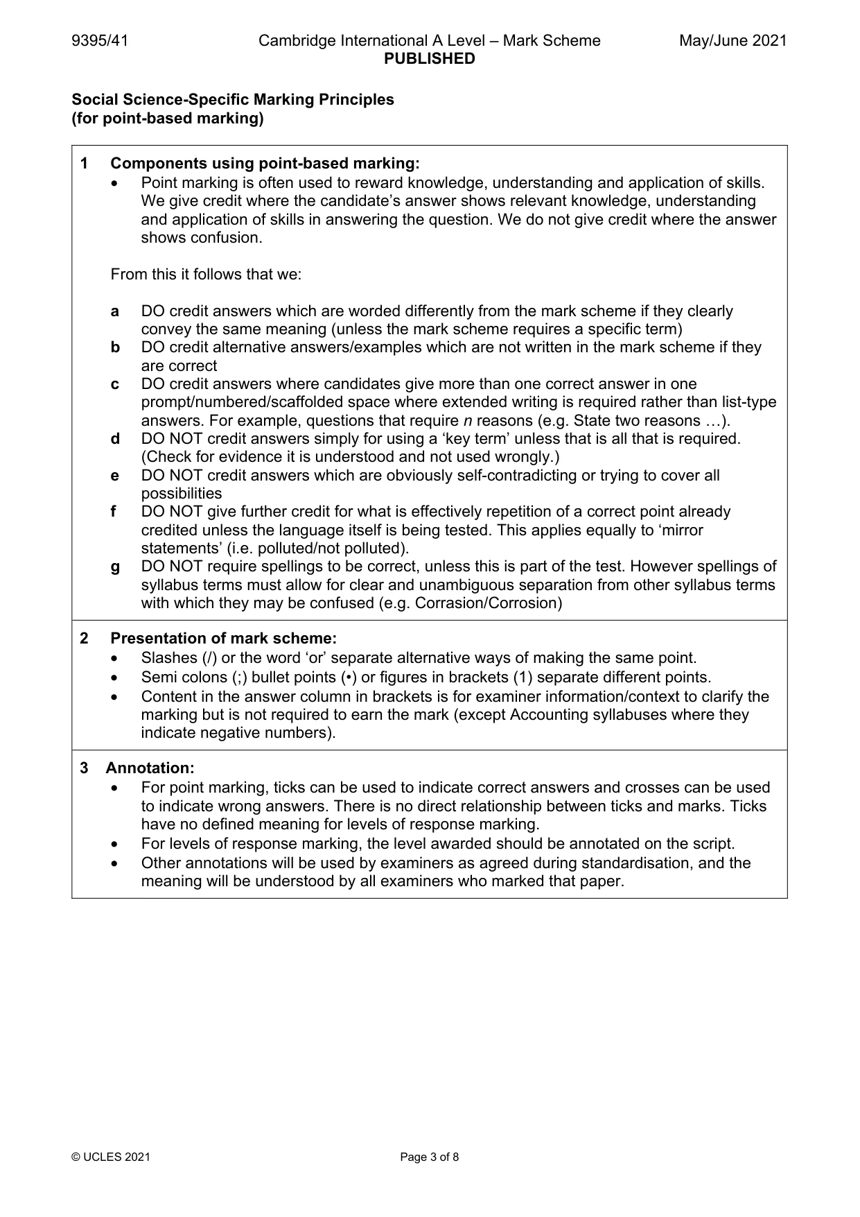 Mark scheme, page 3 of 8