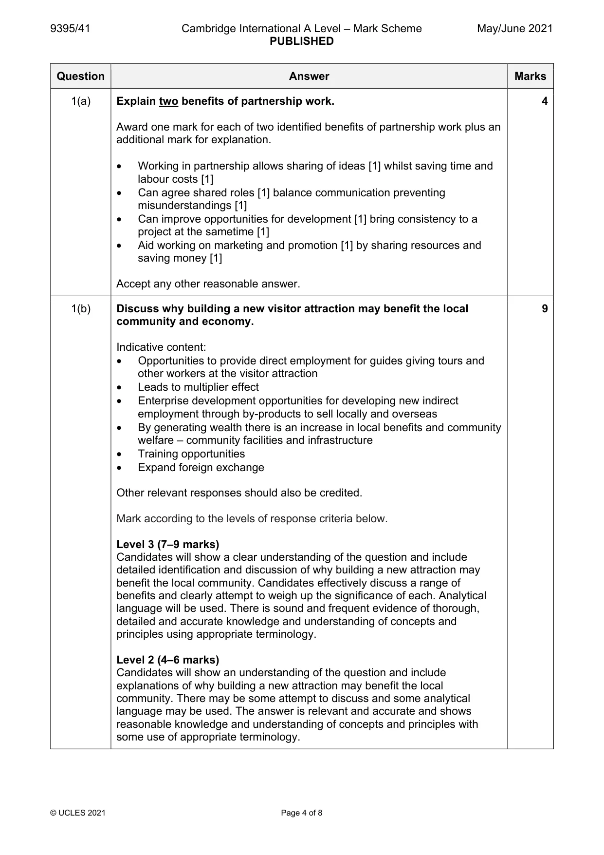 Mark scheme, page 4 of 8