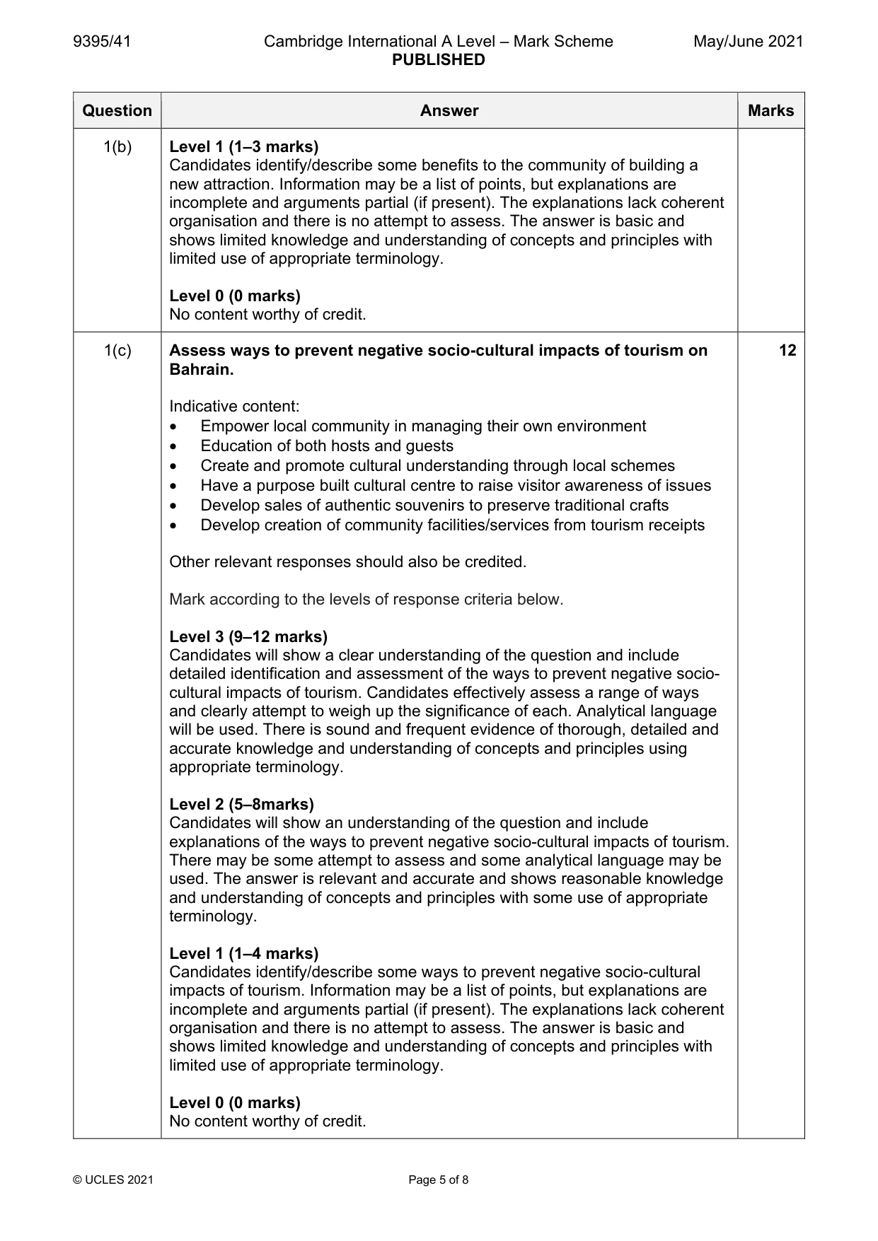 Mark scheme, page 5 of 8