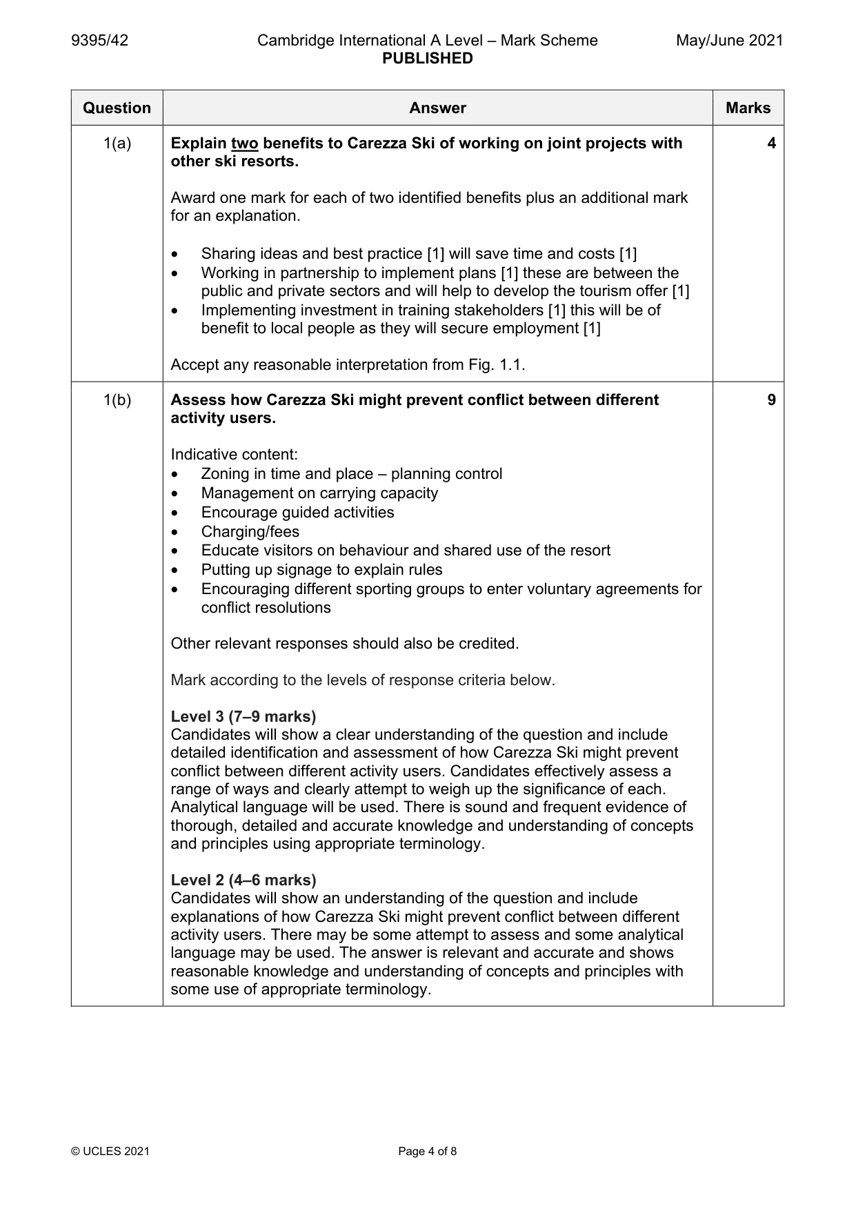 Mark scheme, page 4 of 8