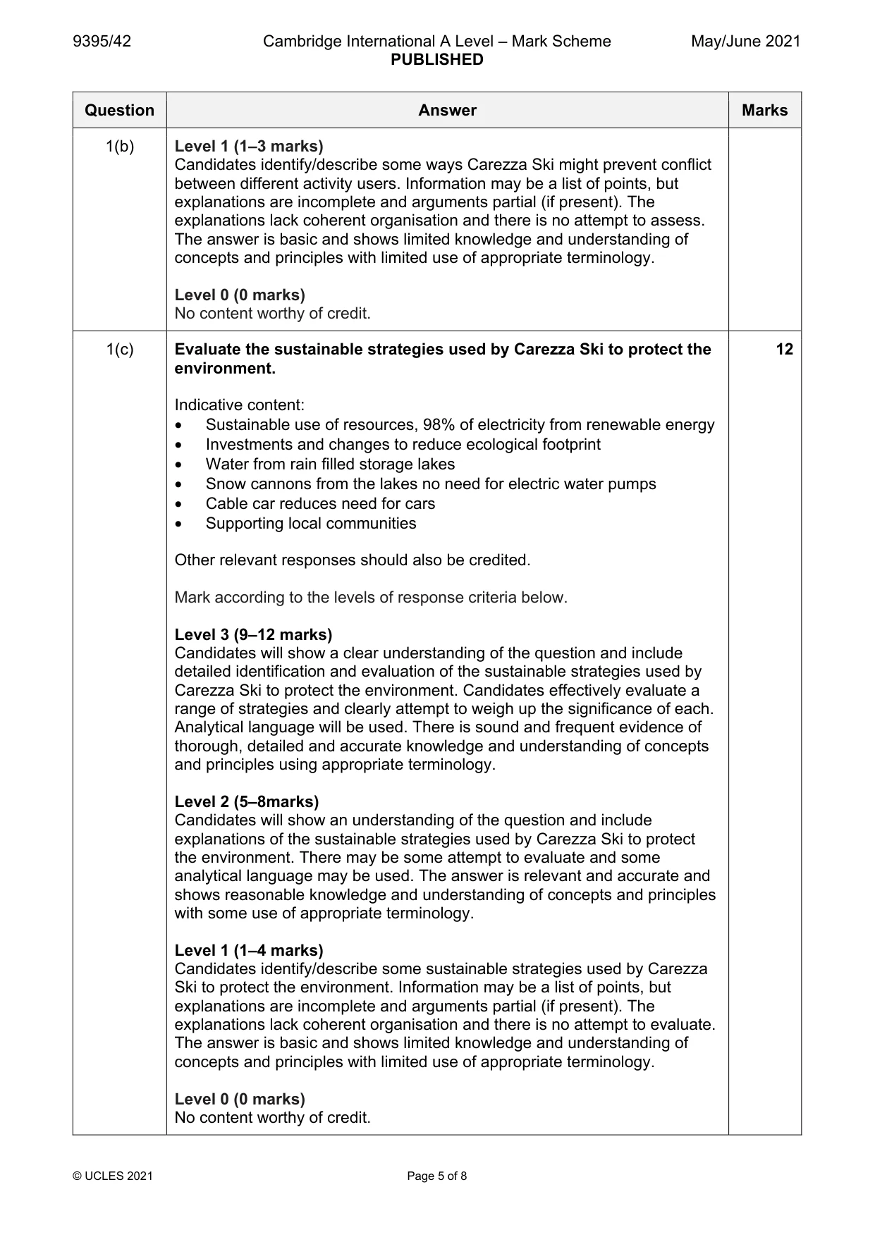 Mark scheme, page 5 of 8