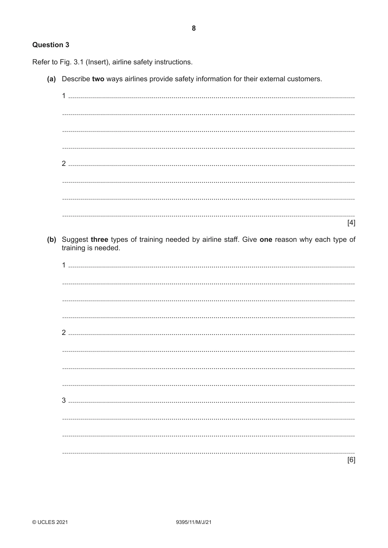 Cambridge A Level Travel and Tourism 9395 2021 May/June Paper 1 · Variant 1 question paper, page 8 of 16