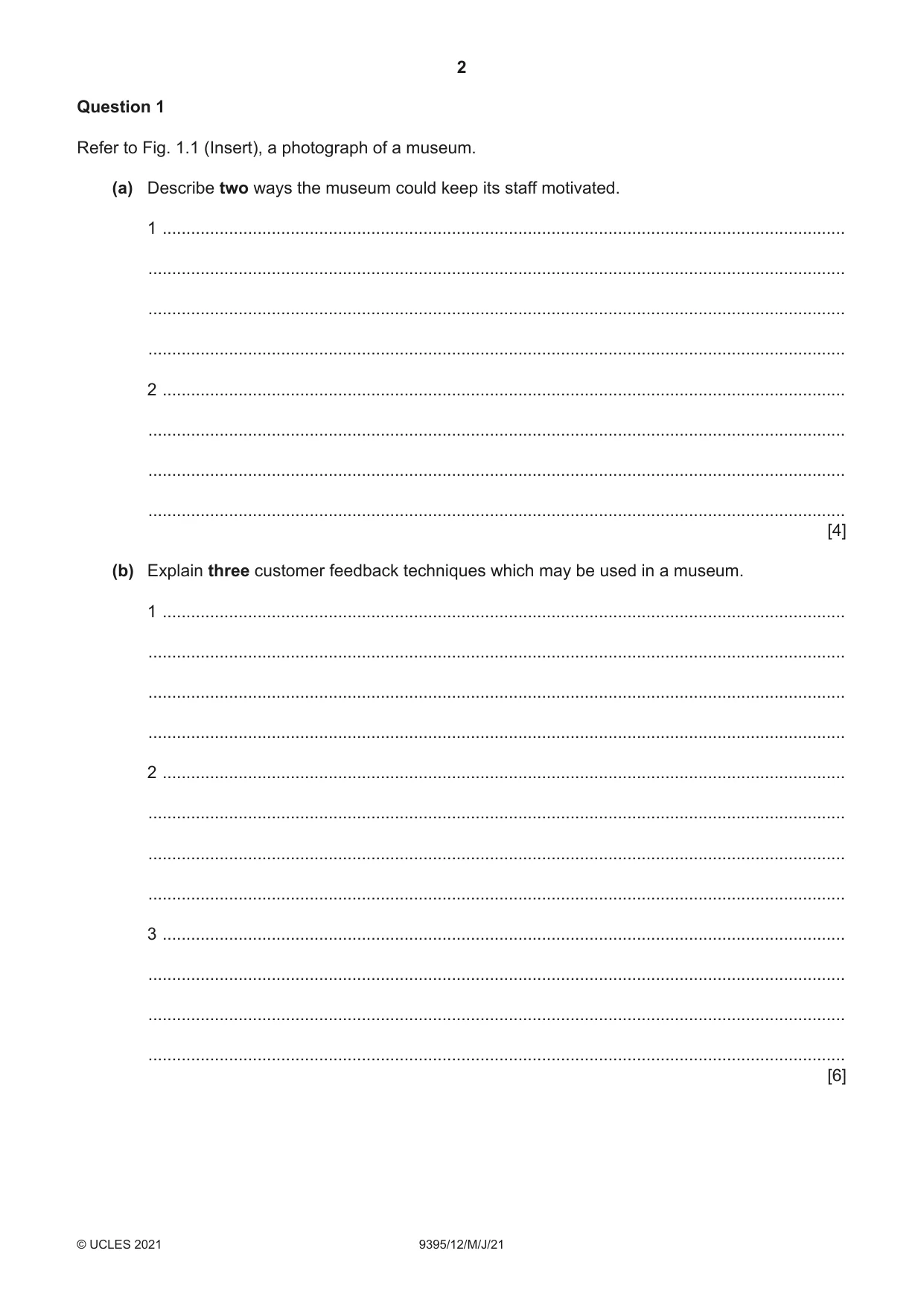 Cambridge A Level Travel and Tourism 9395 2021 May/June Paper 1 · Variant 2 question paper, page 2 of 16