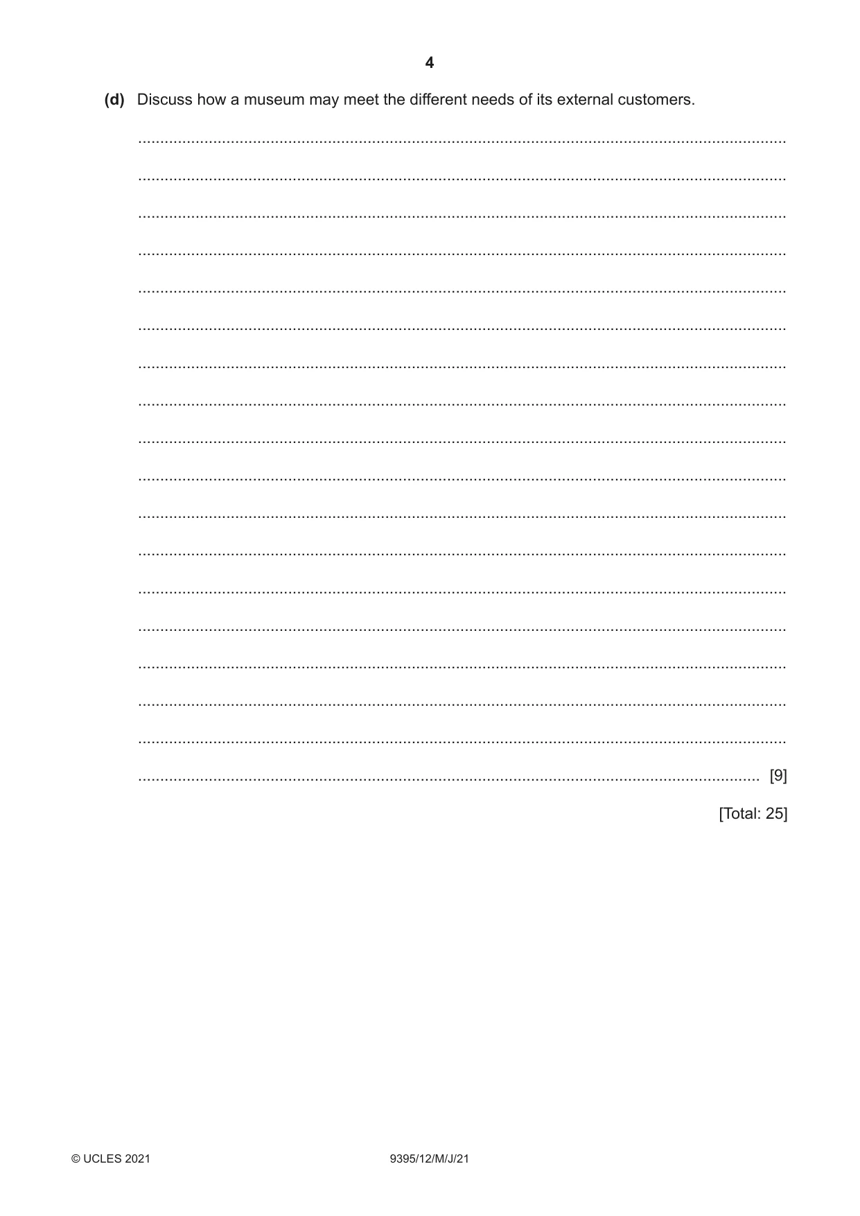 Cambridge A Level Travel and Tourism 9395 2021 May/June Paper 1 · Variant 2 question paper, page 4 of 16