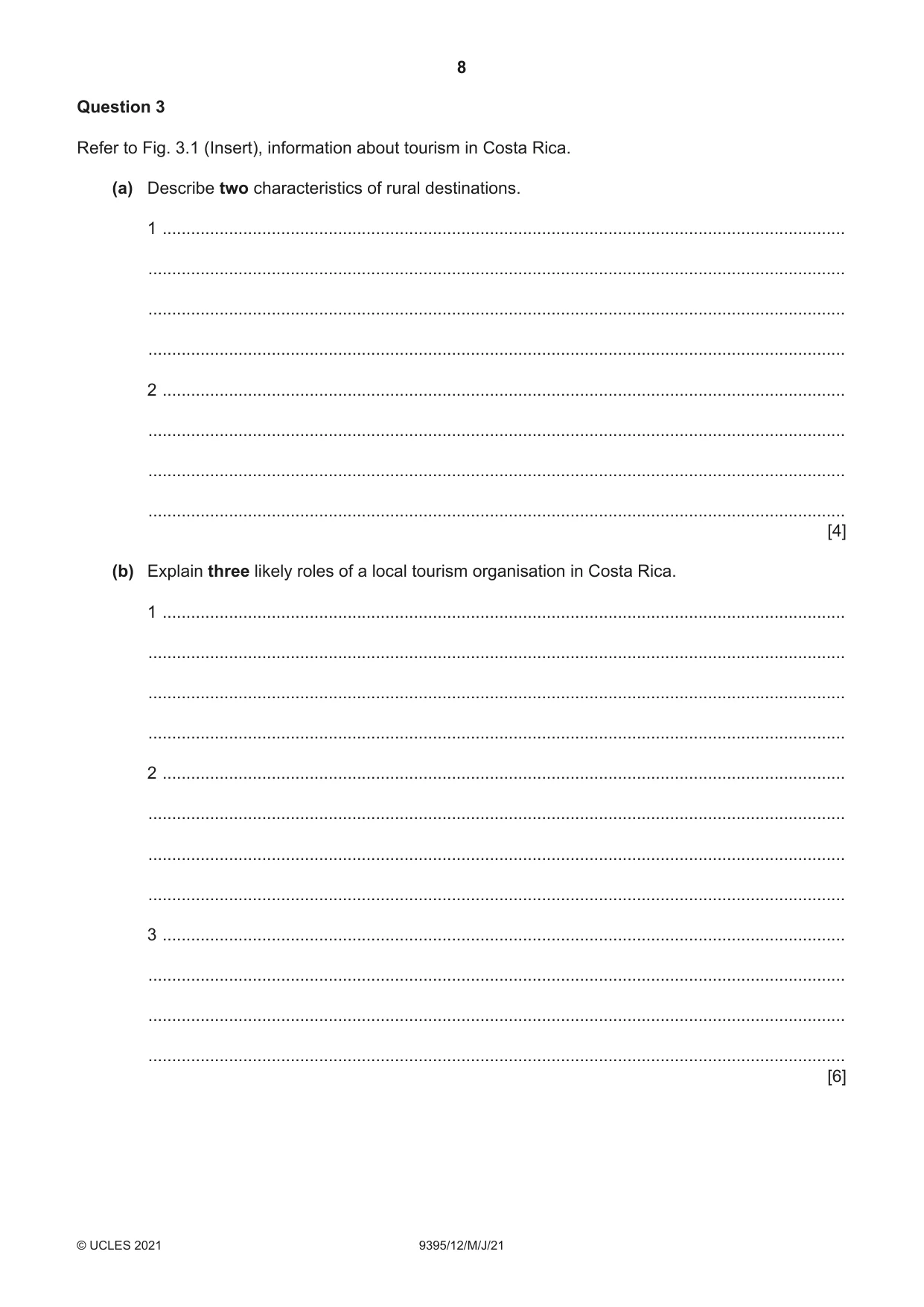Cambridge A Level Travel and Tourism 9395 2021 May/June Paper 1 · Variant 2 question paper, page 8 of 16