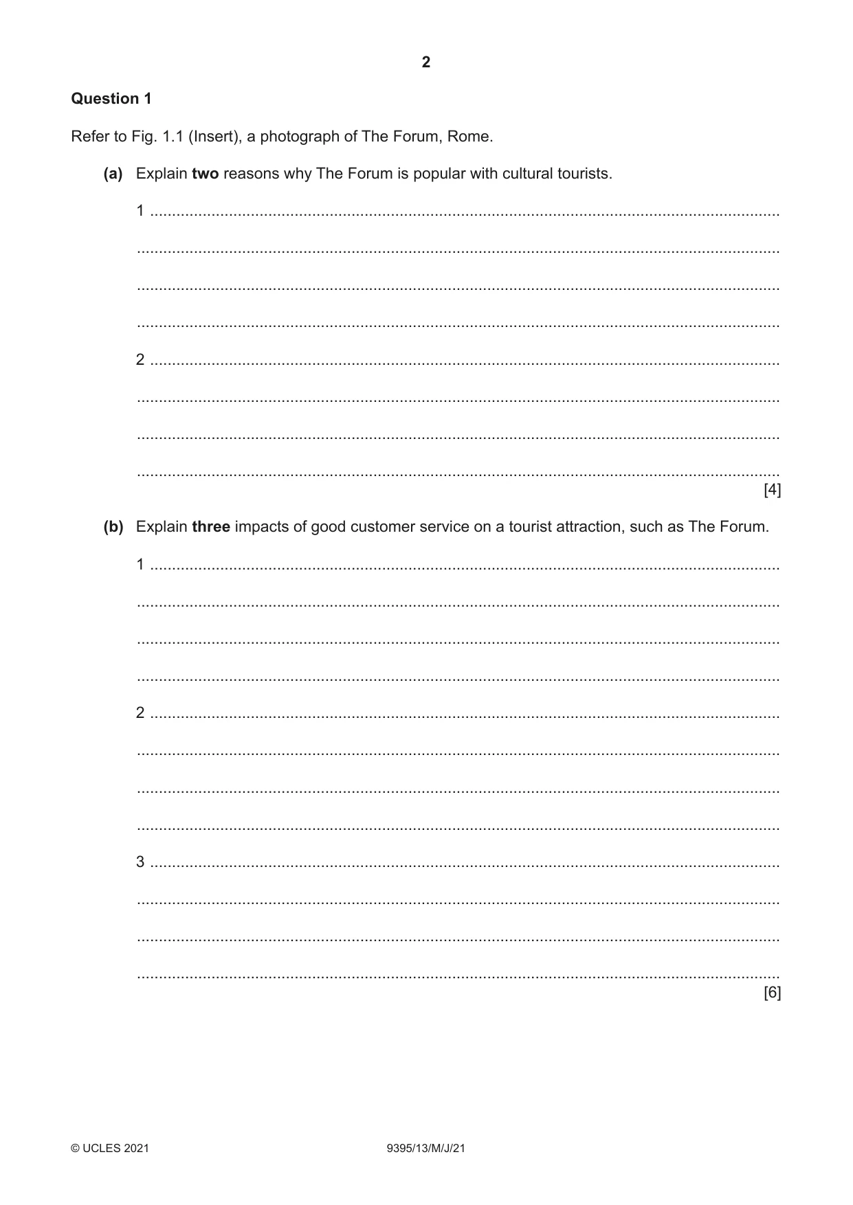 Cambridge A Level Travel and Tourism 9395 2021 May/June Paper 1 · Variant 3 question paper, page 2 of 16