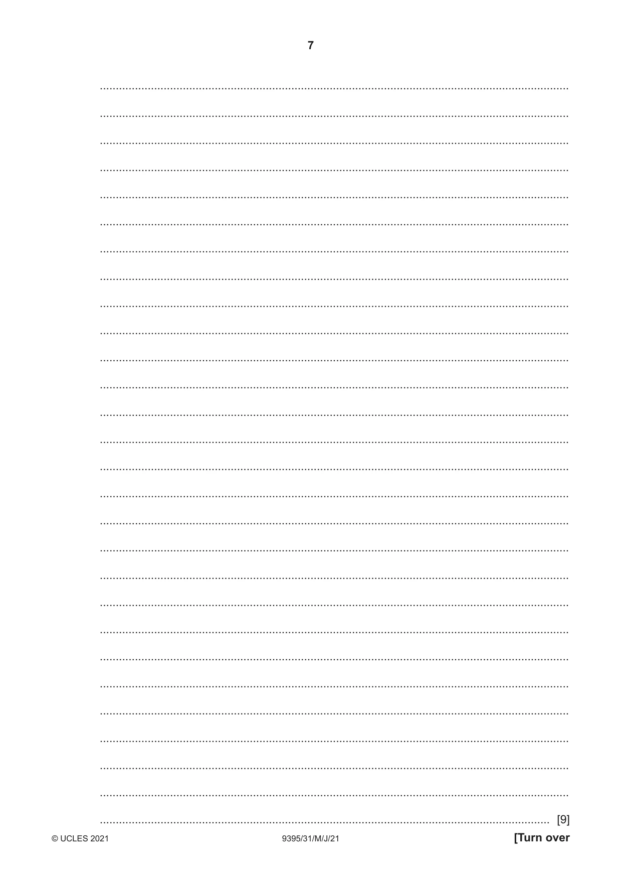 Cambridge A Level Travel and Tourism 9395 2021 May/June Paper 3 · Variant 1 question paper, page 7 of 12