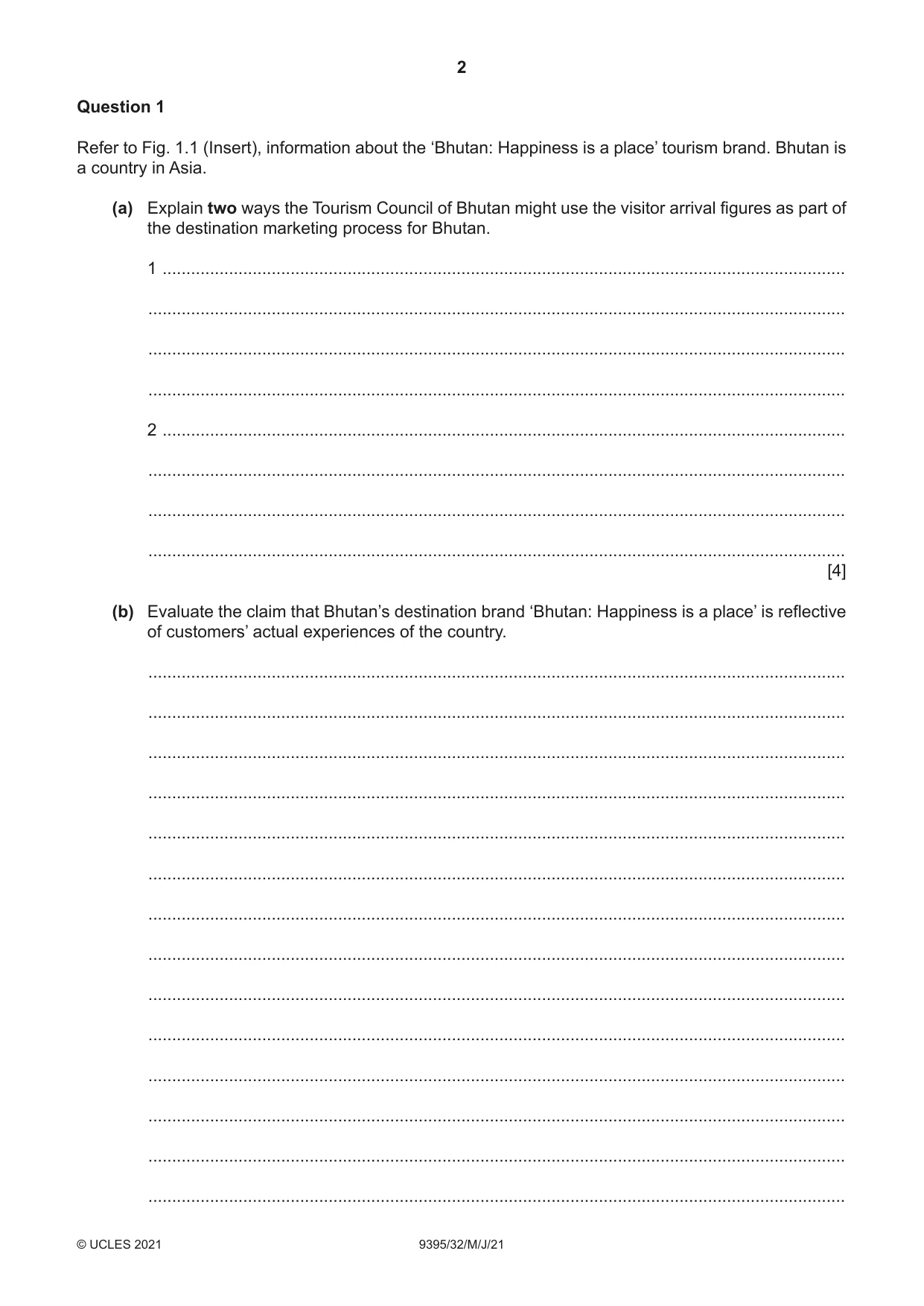 Cambridge A Level Travel and Tourism 9395 2021 May/June Paper 3 · Variant 2 question paper, page 2 of 12