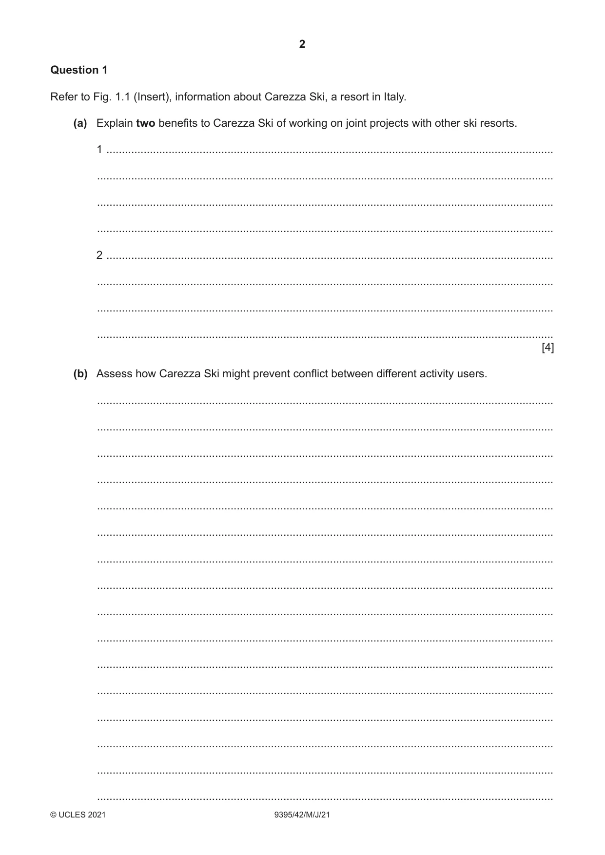 Cambridge A Level Travel and Tourism 9395 2021 May/June Paper 4 · Variant 2 question paper, page 2 of 12