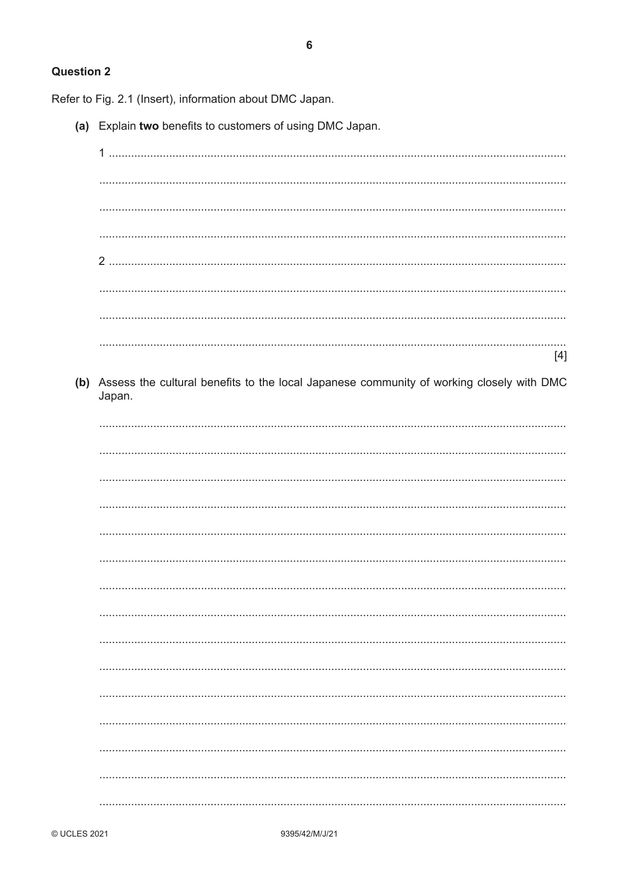 Cambridge A Level Travel and Tourism 9395 2021 May/June Paper 4 · Variant 2 question paper, page 6 of 12