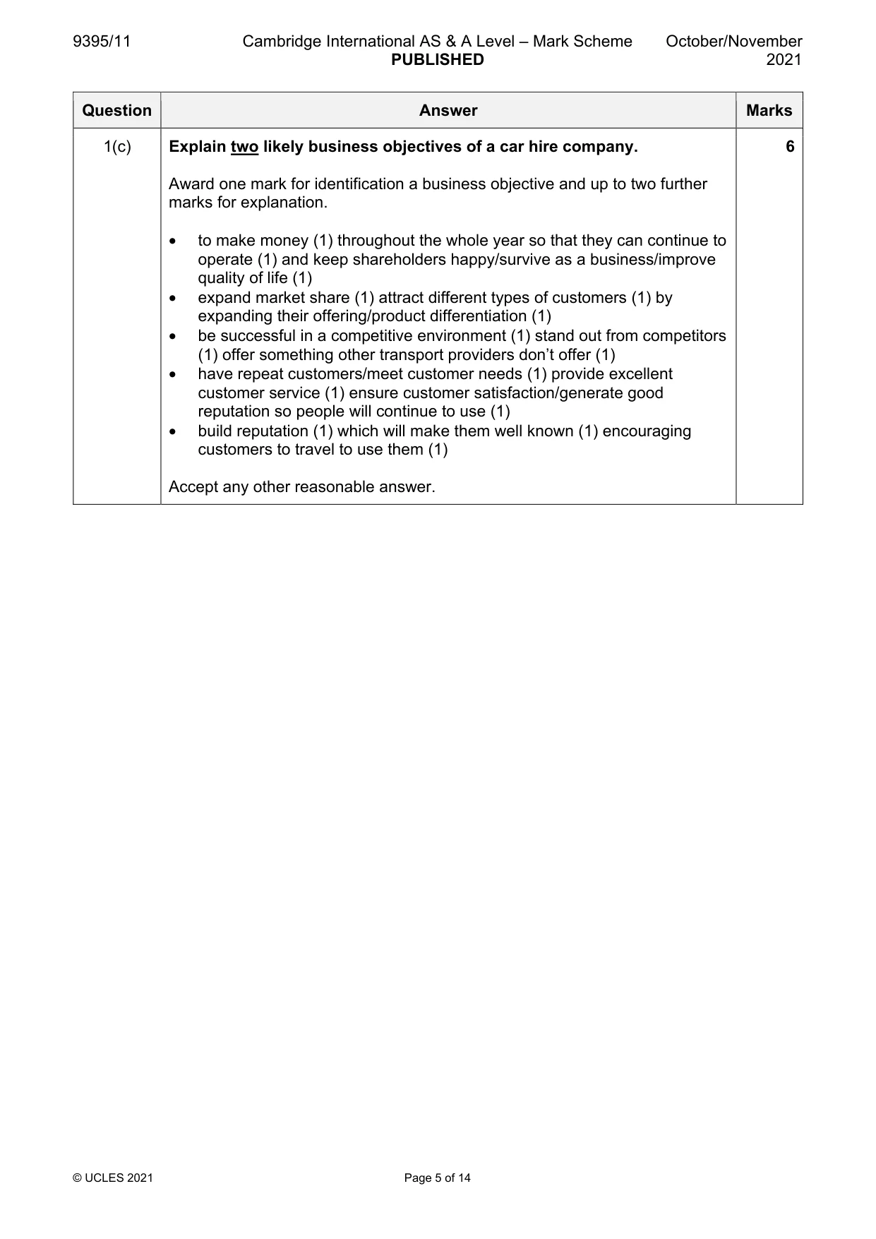 Mark scheme, page 5 of 14