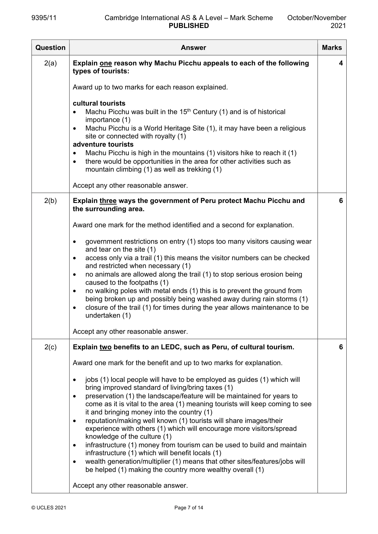 Mark scheme, page 7 of 14