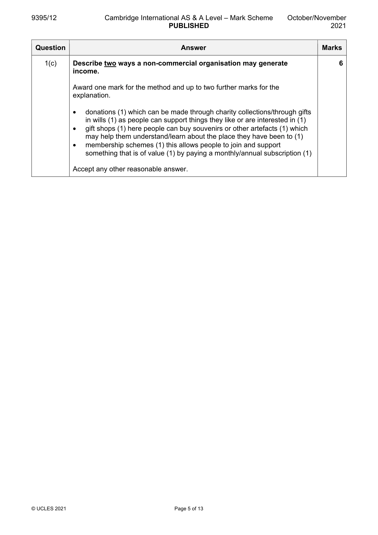 Mark scheme, page 5 of 13
