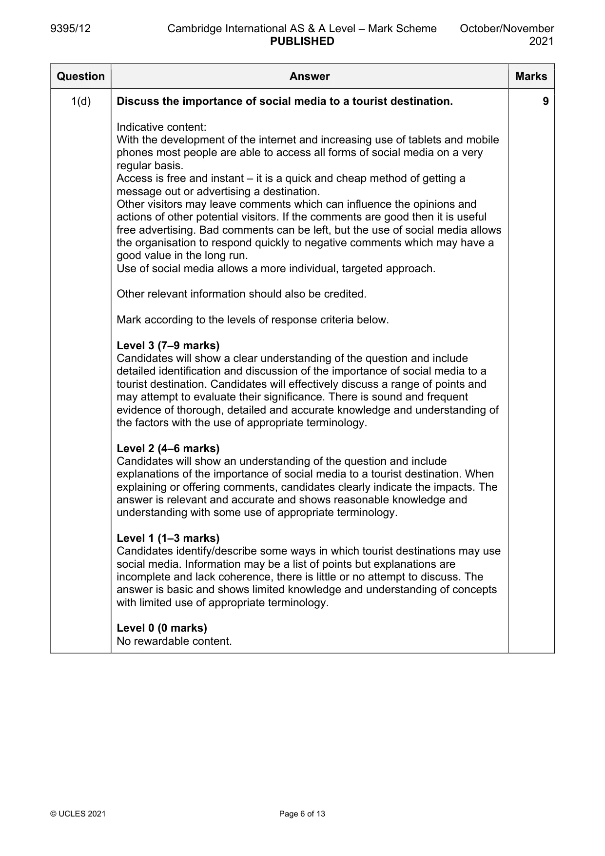 Mark scheme, page 6 of 13