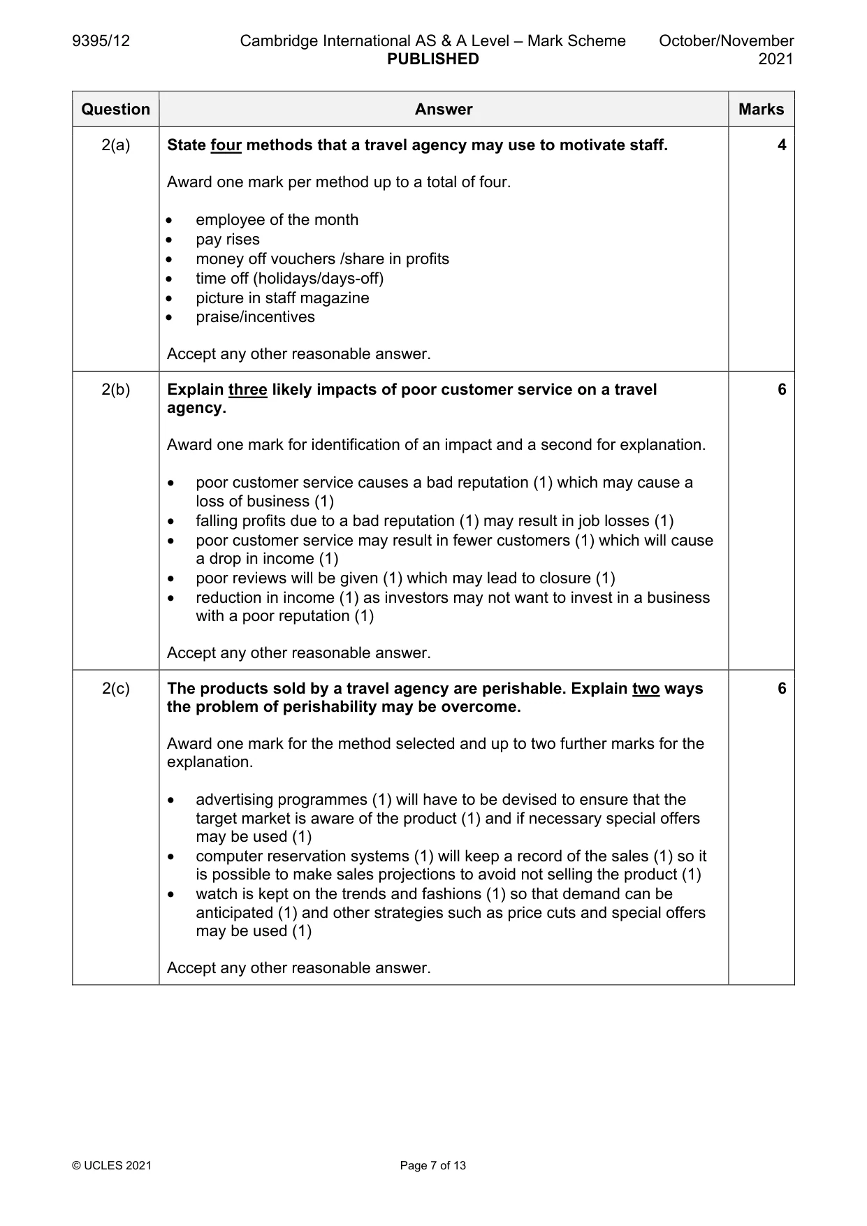 Mark scheme, page 7 of 13