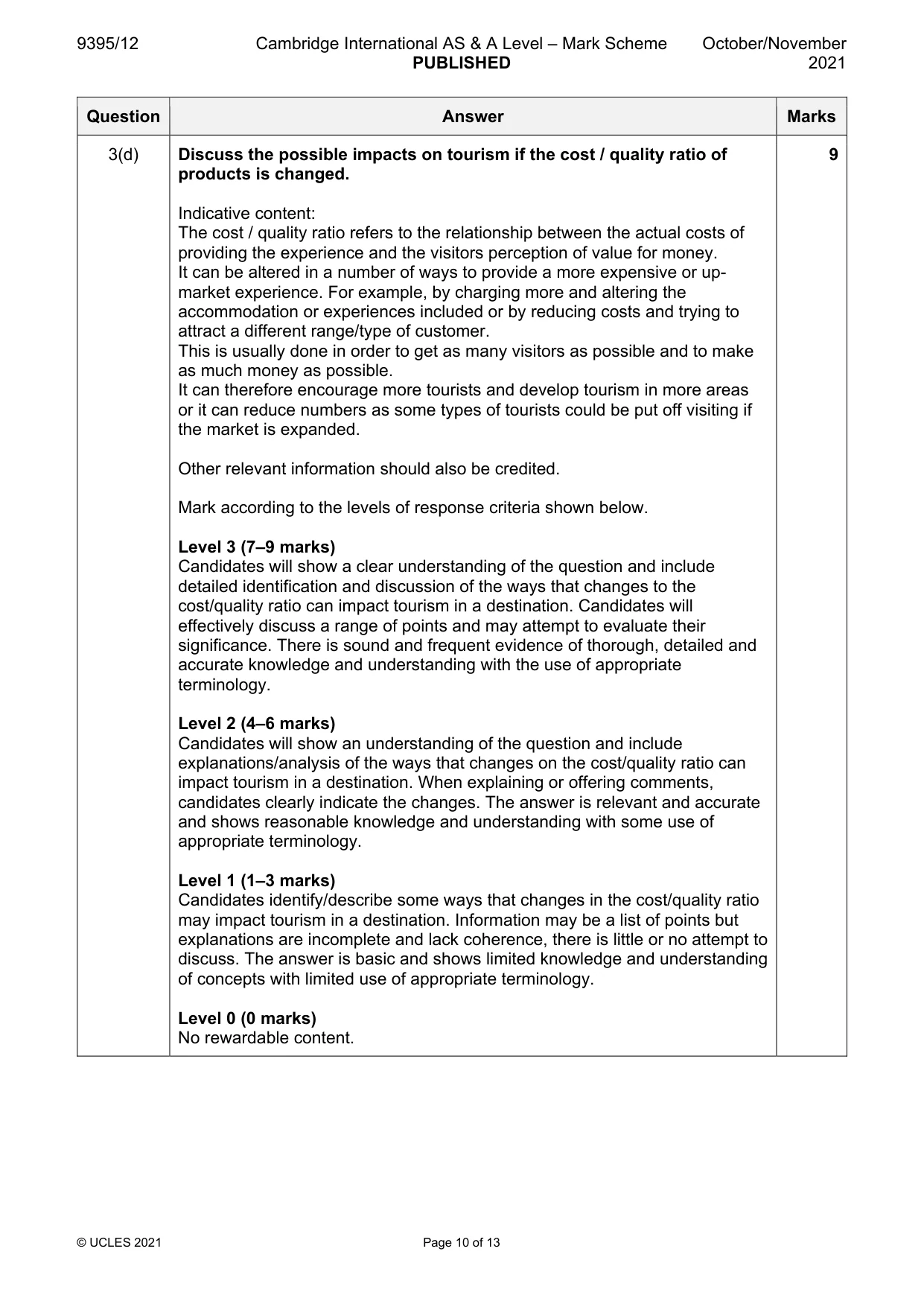 Mark scheme, page 10 of 13