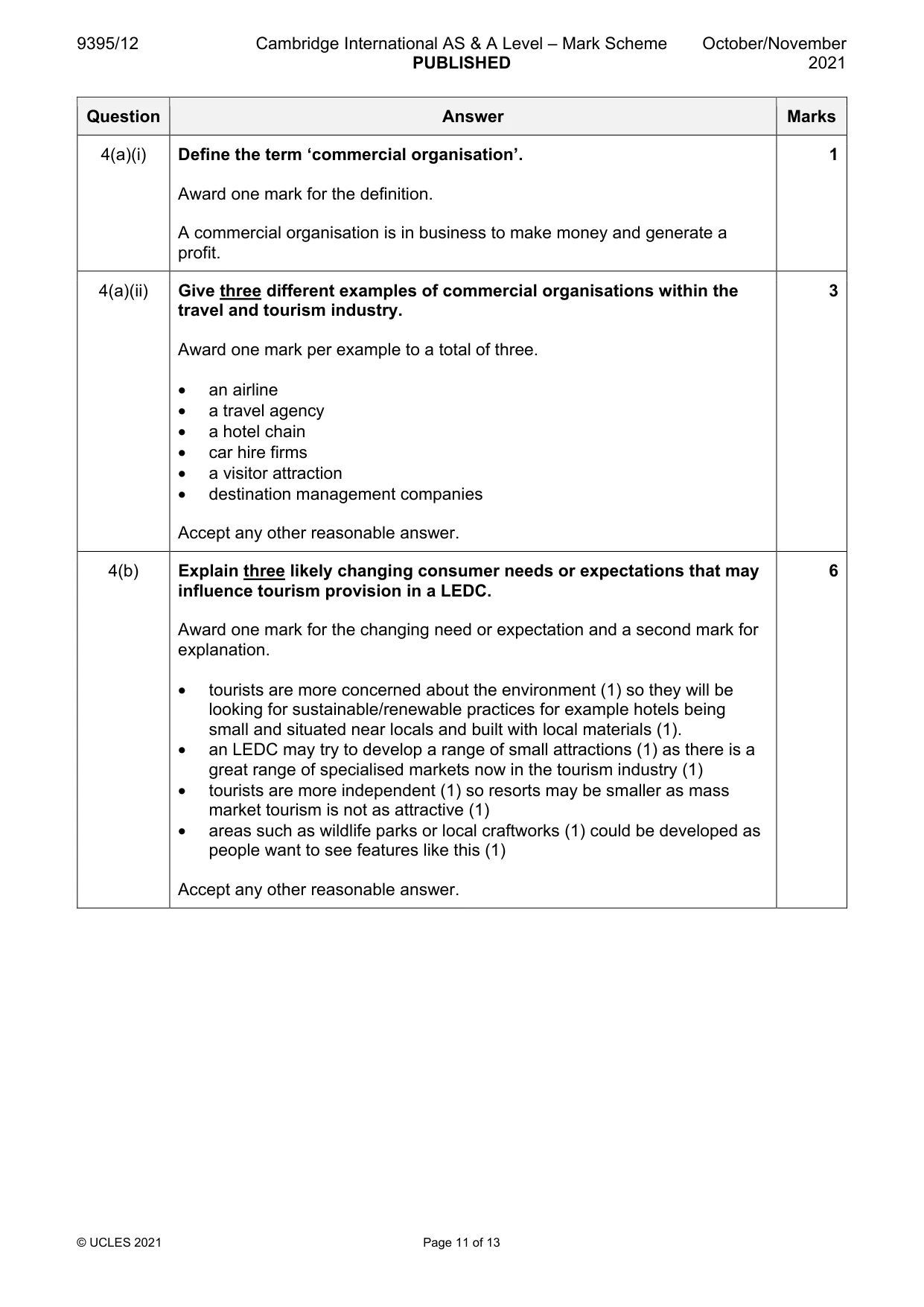 Mark scheme, page 11 of 13