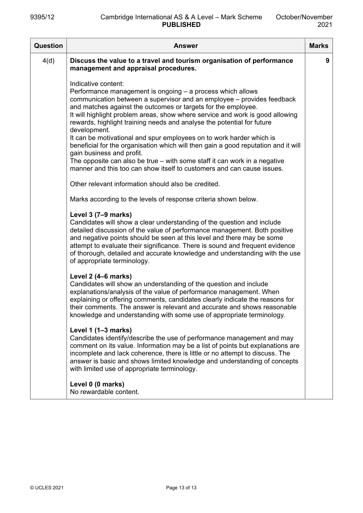 Mark scheme, page 13 of 13