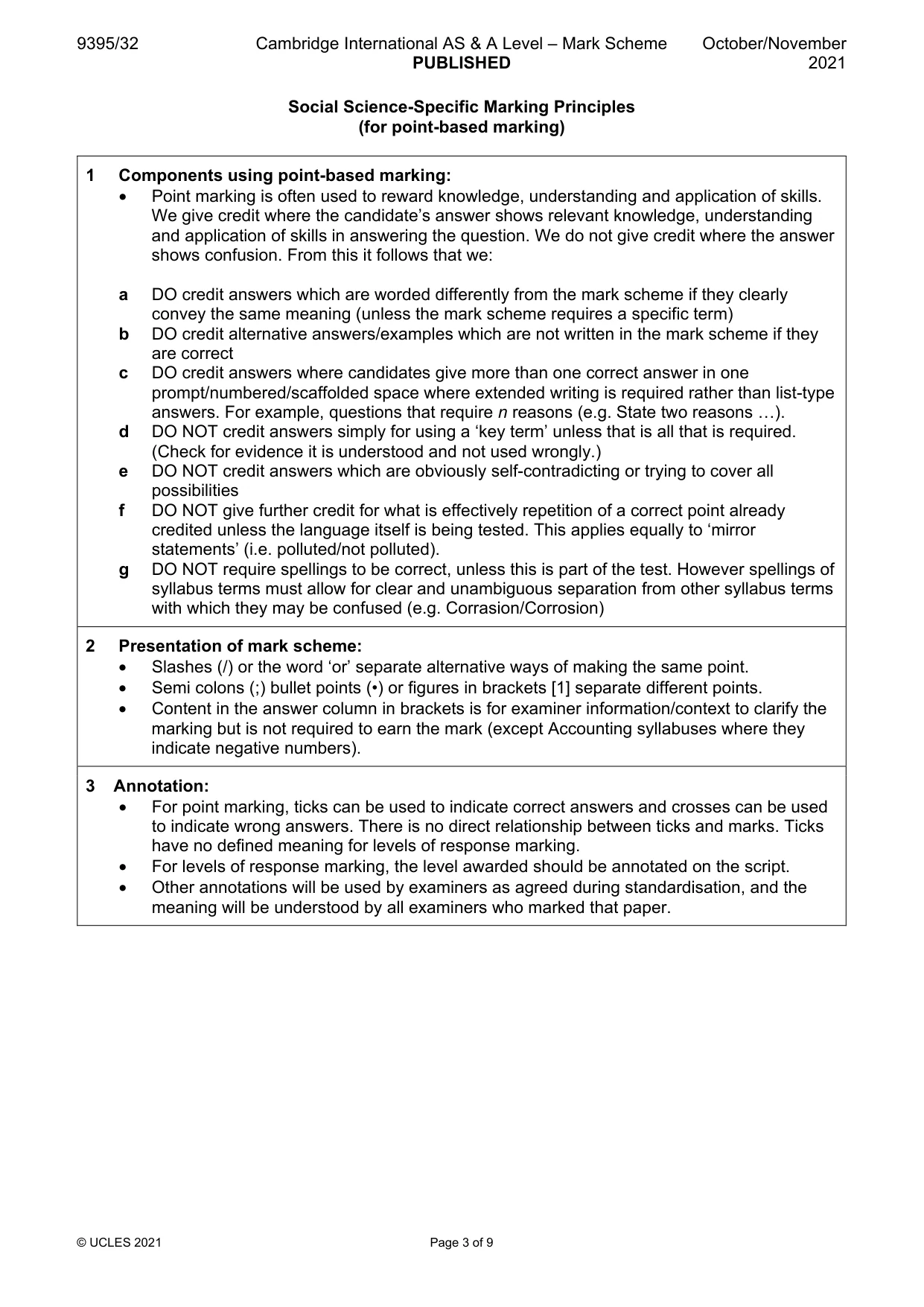 Mark scheme, page 3 of 9