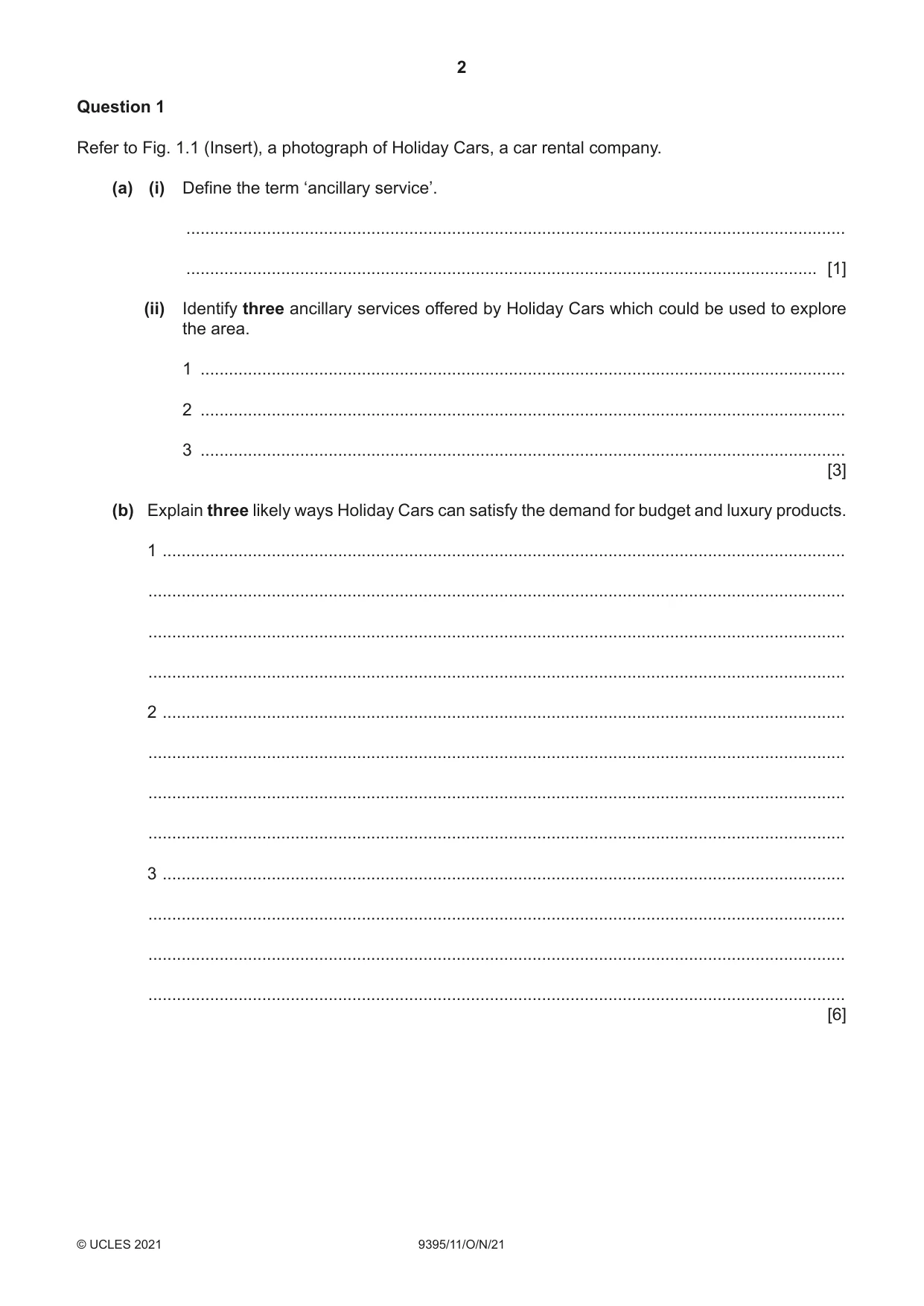 Cambridge A Level Travel and Tourism 9395 2021 Oct/Nov Paper 1 · Variant 1 question paper, page 2 of 16