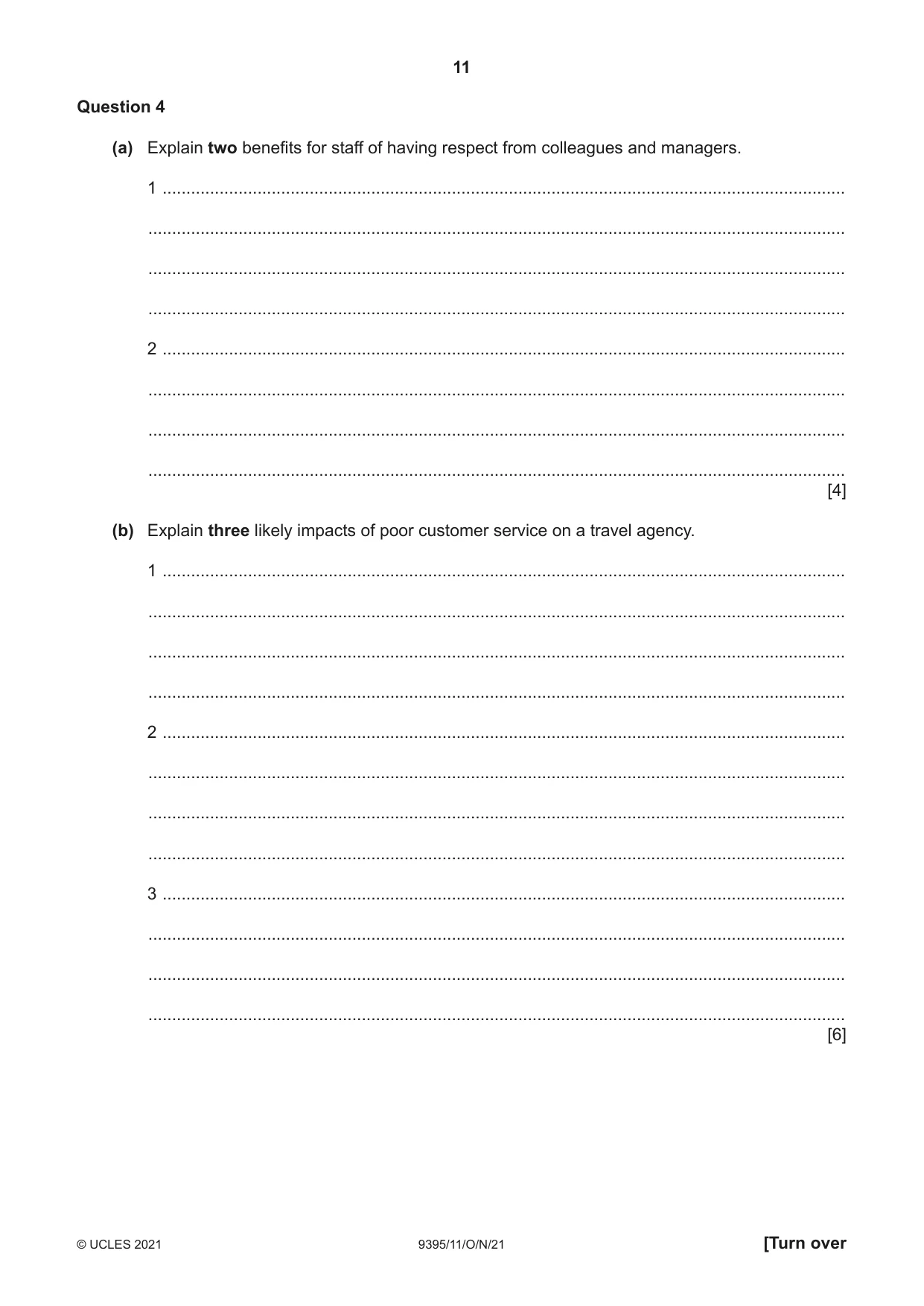 Cambridge A Level Travel and Tourism 9395 2021 Oct/Nov Paper 1 · Variant 1 question paper, page 11 of 16