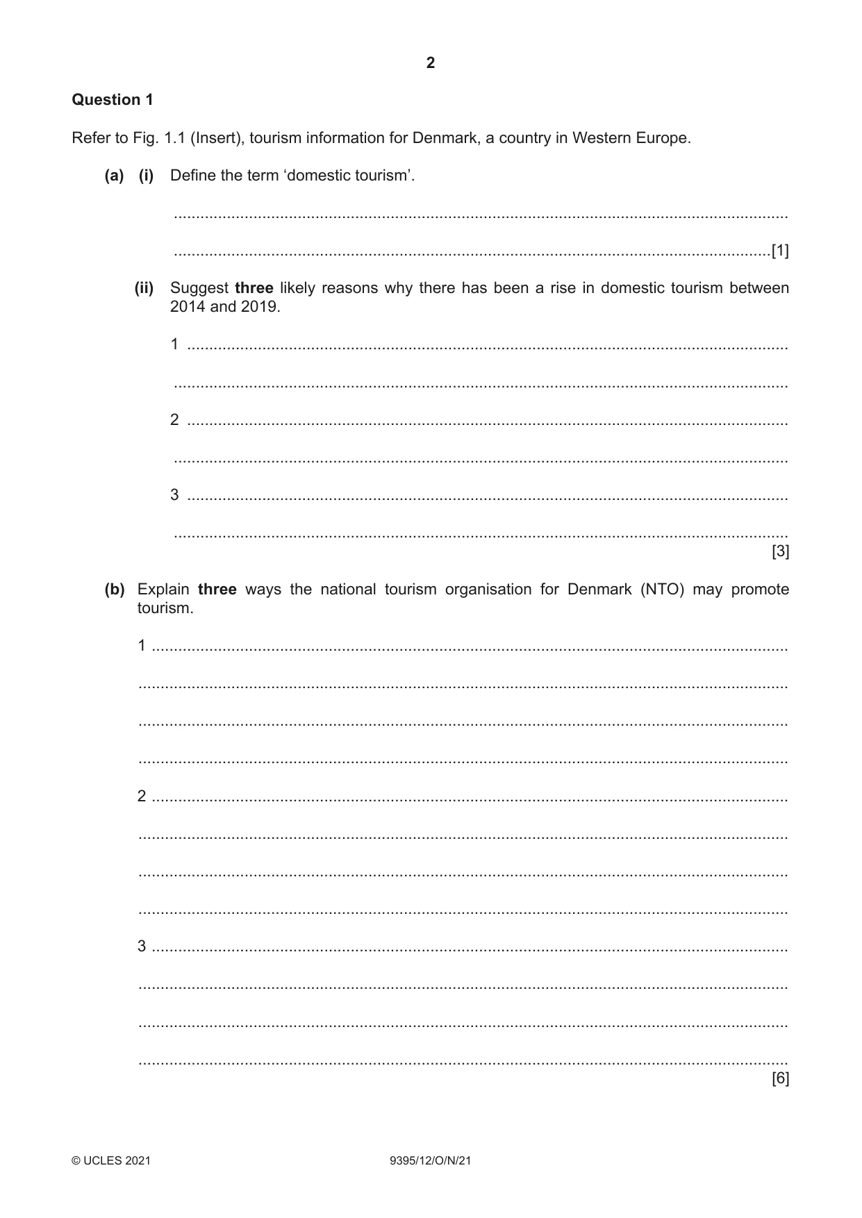 Cambridge A Level Travel and Tourism 9395 2021 Oct/Nov Paper 1 · Variant 2 question paper, page 2 of 16