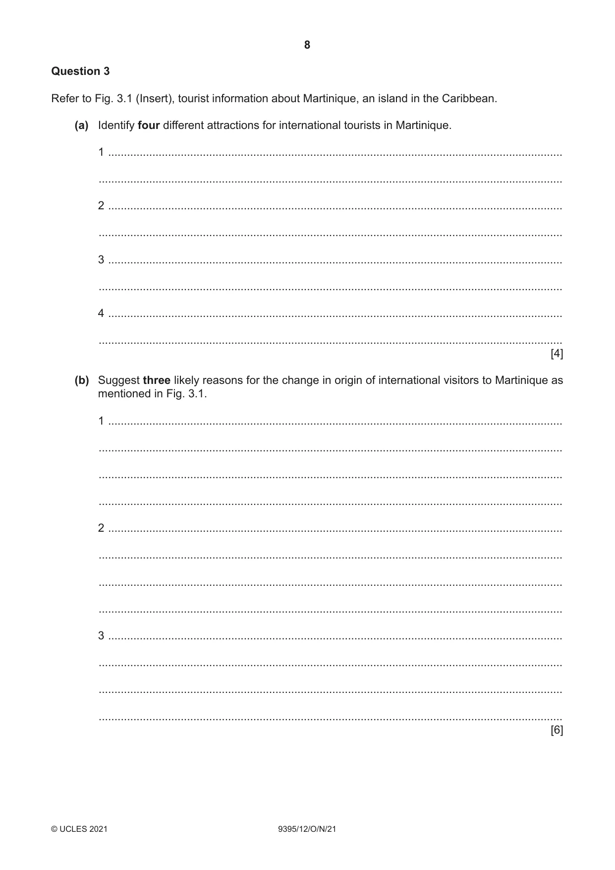 Cambridge A Level Travel and Tourism 9395 2021 Oct/Nov Paper 1 · Variant 2 question paper, page 8 of 16