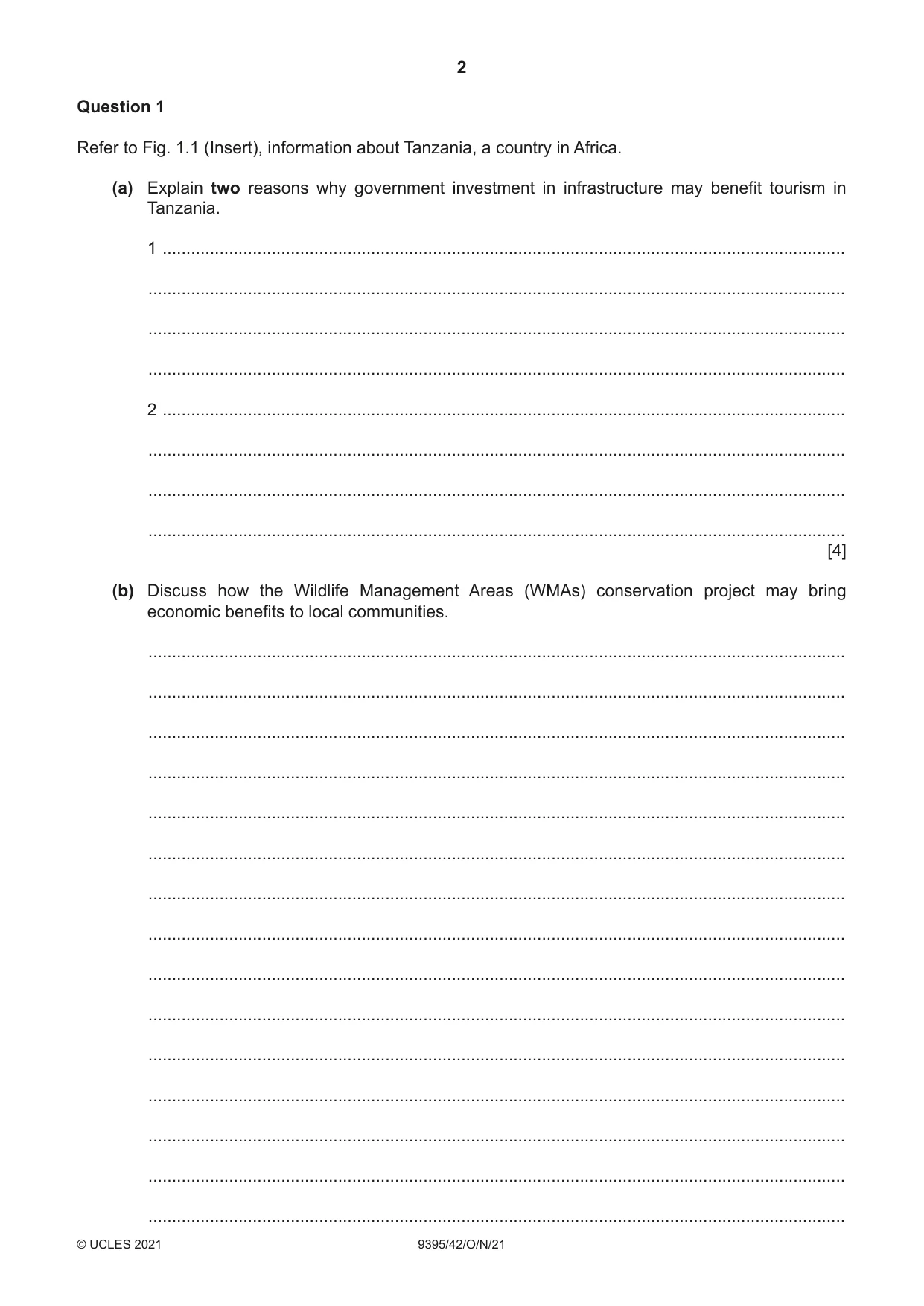 Cambridge A Level Travel and Tourism 9395 2021 Oct/Nov Paper 4 · Variant 2 question paper, page 2 of 12