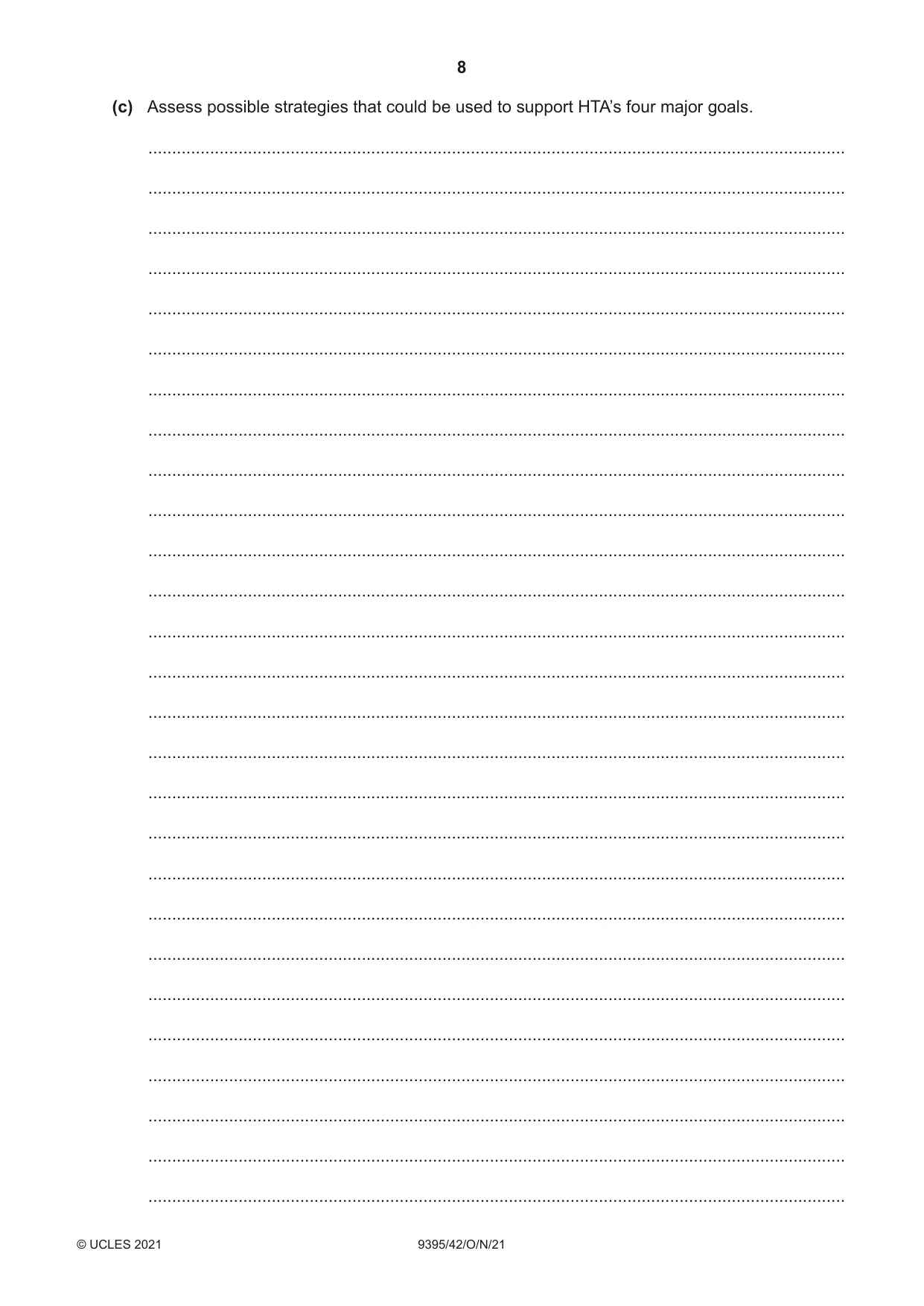 Cambridge A Level Travel and Tourism 9395 2021 Oct/Nov Paper 4 · Variant 2 question paper, page 8 of 12