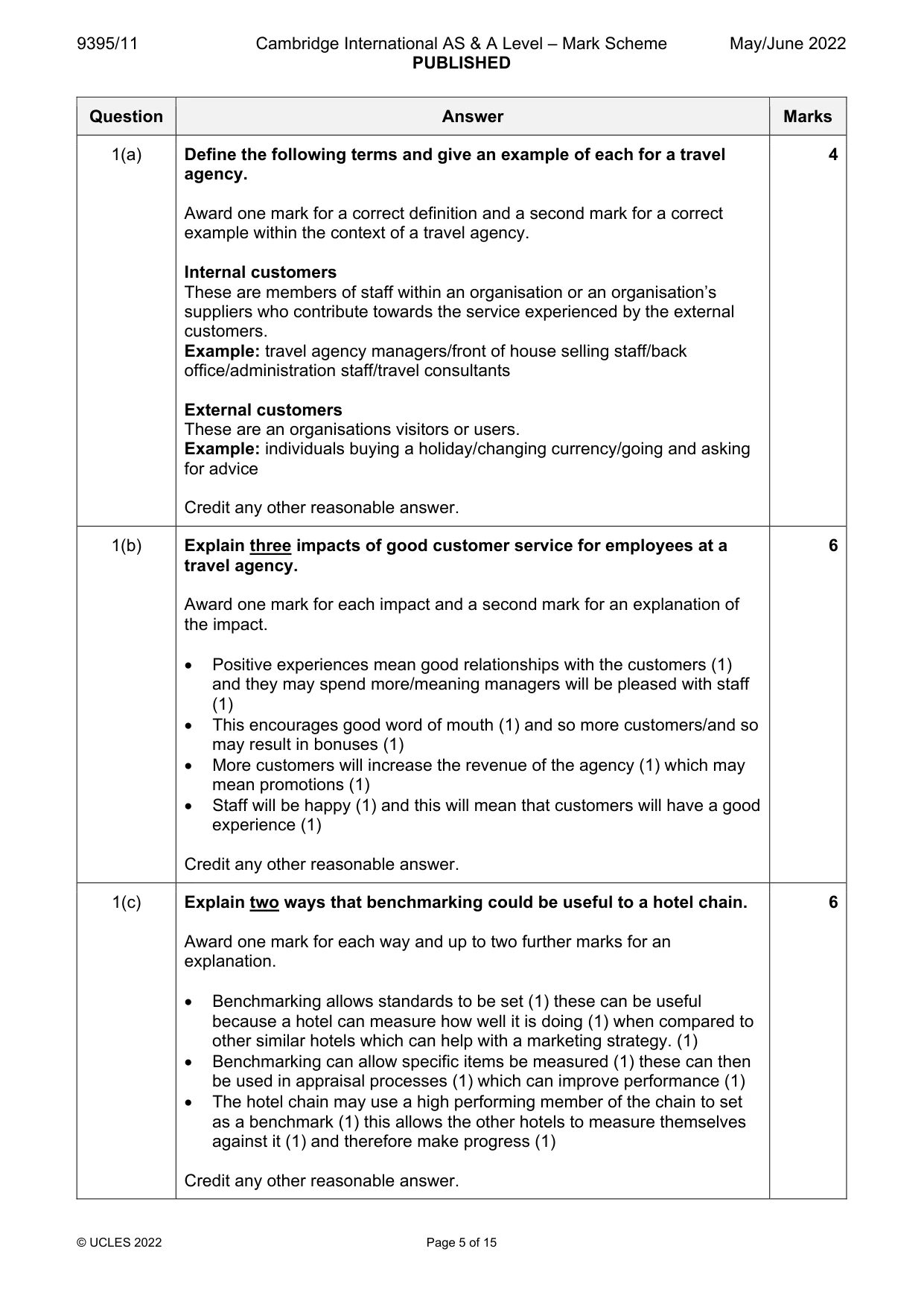 Mark scheme, page 5 of 15