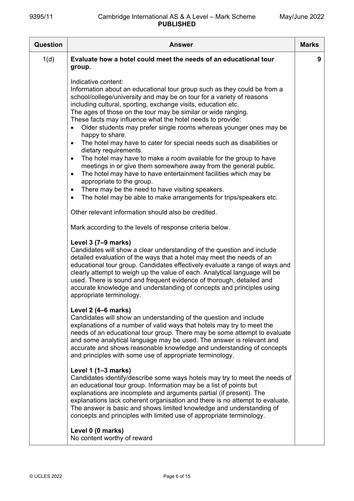 Mark scheme, page 6 of 15