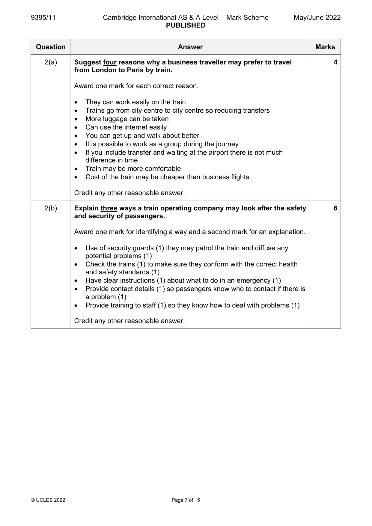 Mark scheme, page 7 of 15