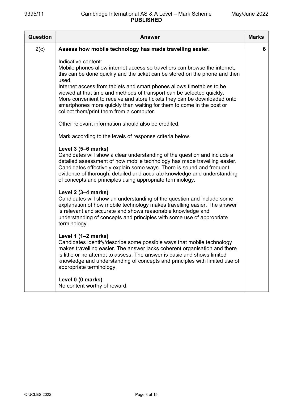 Mark scheme, page 8 of 15