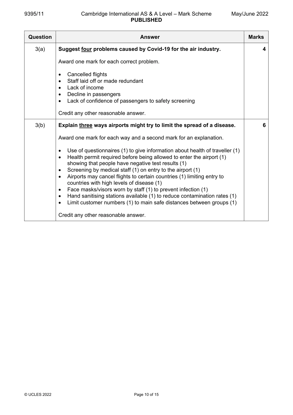 Mark scheme, page 10 of 15