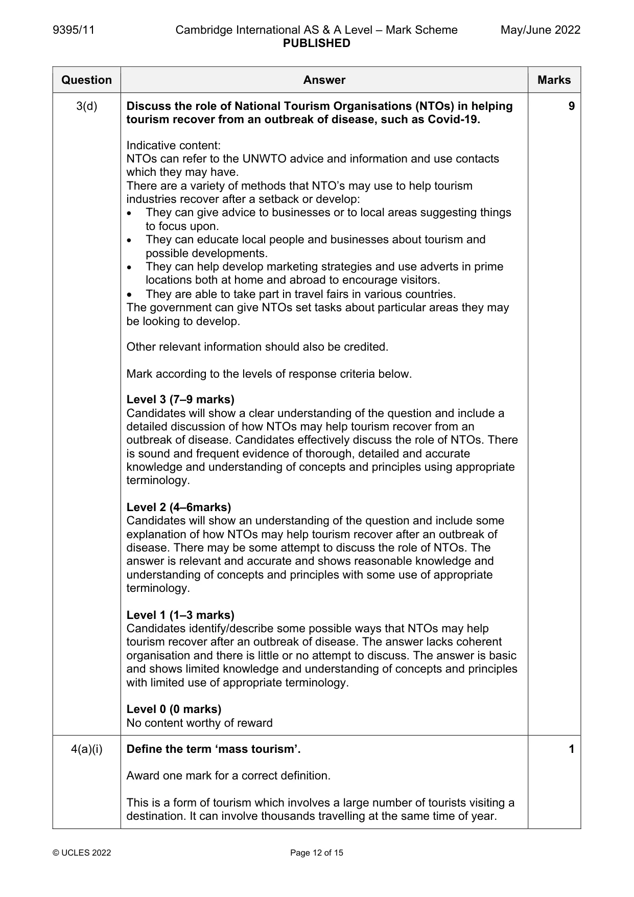 Mark scheme, page 12 of 15