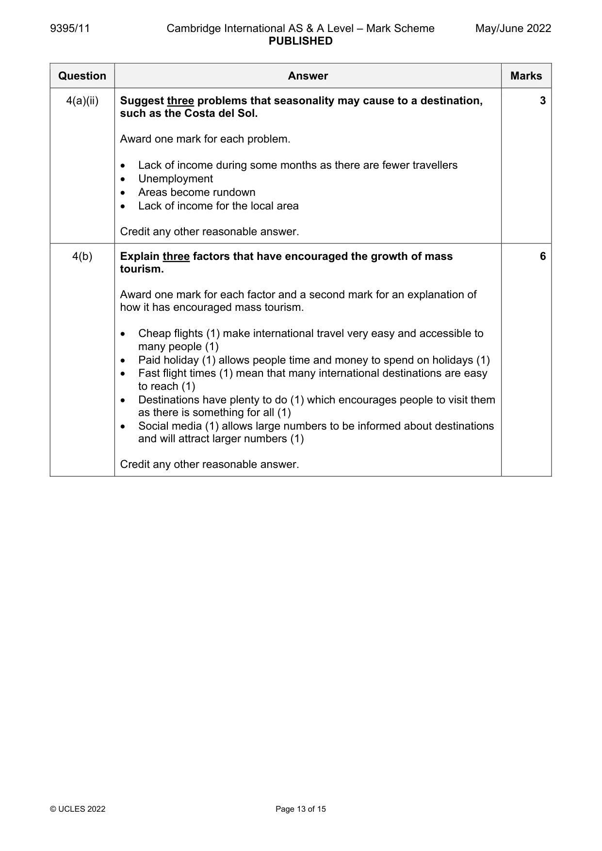 Mark scheme, page 13 of 15