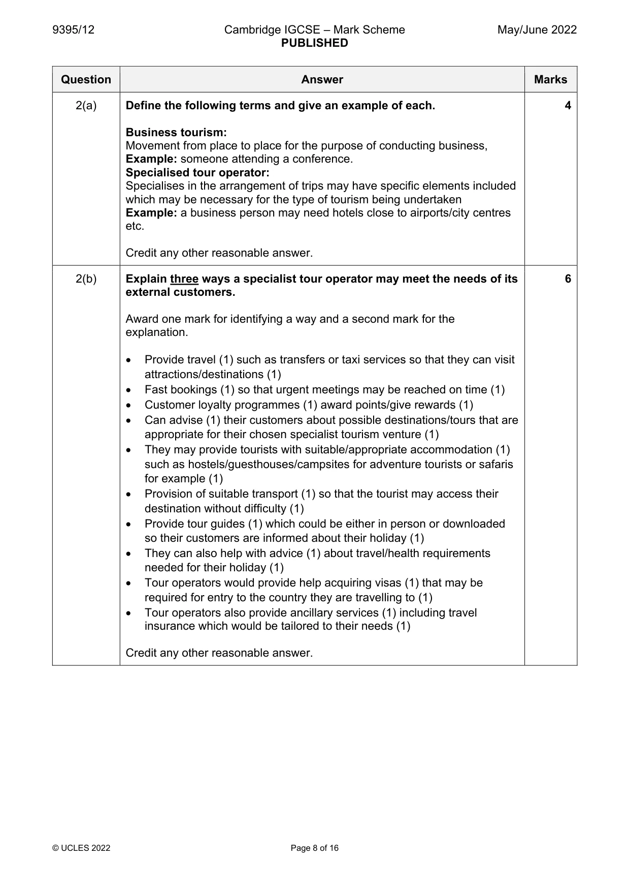 Mark scheme, page 8 of 16
