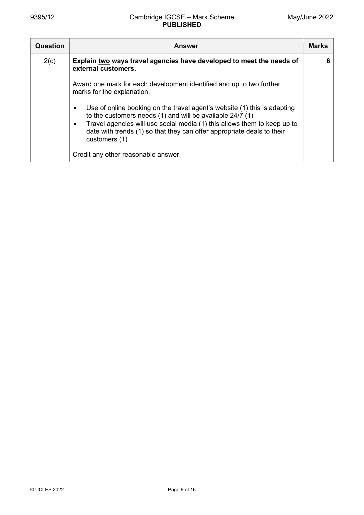 Mark scheme, page 9 of 16