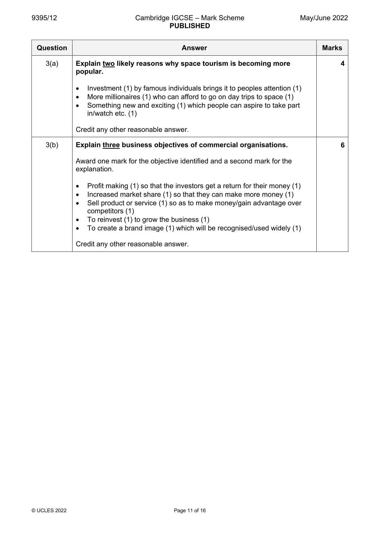 Mark scheme, page 11 of 16