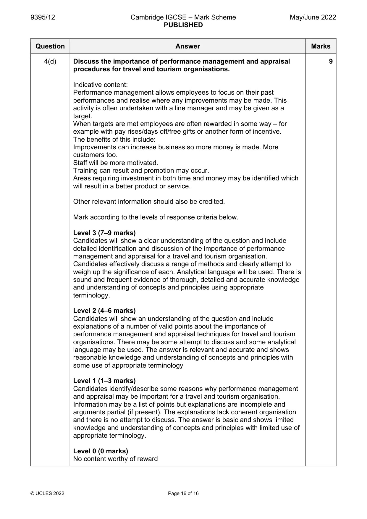 Mark scheme, page 16 of 16