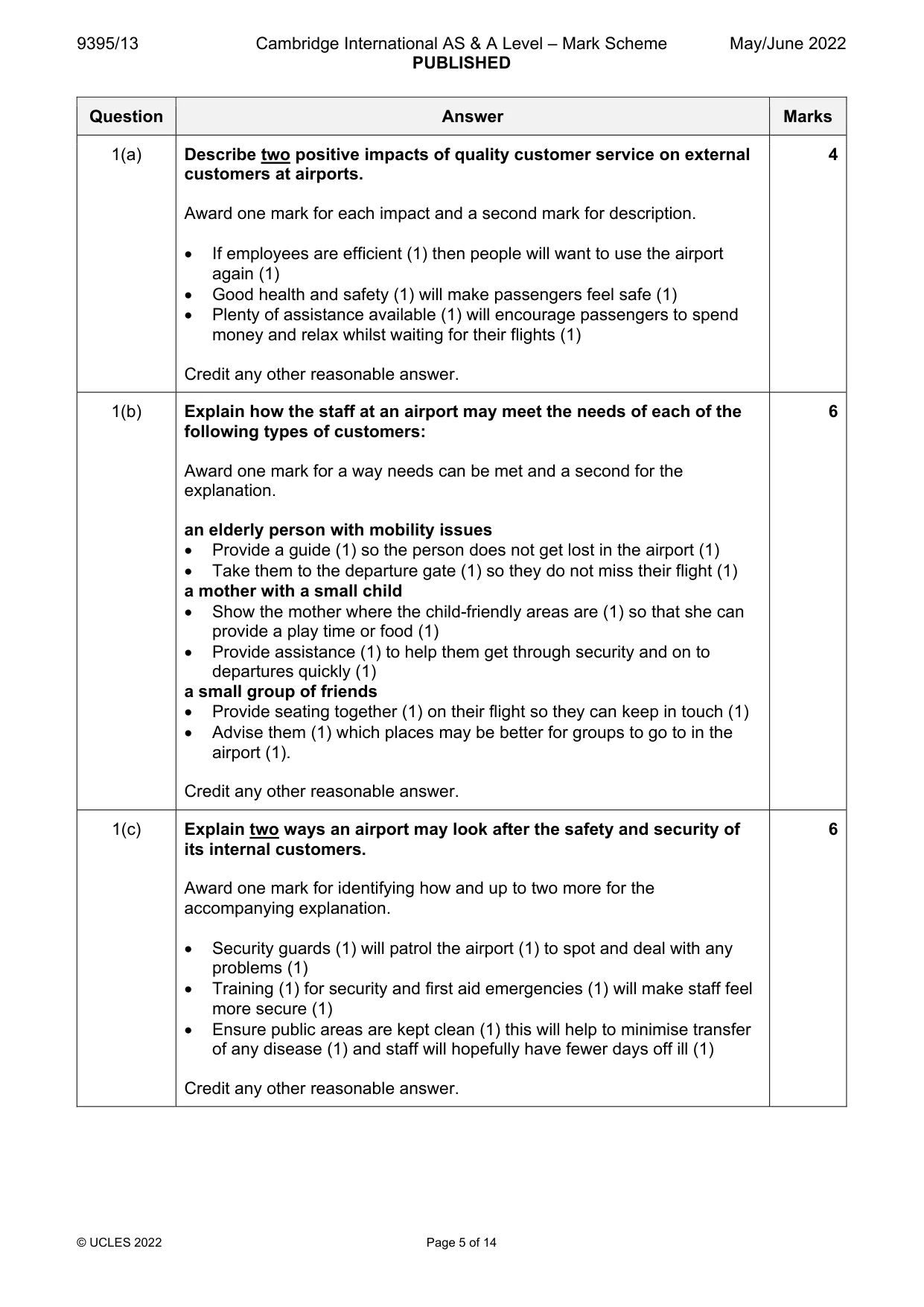 Mark scheme, page 5 of 14