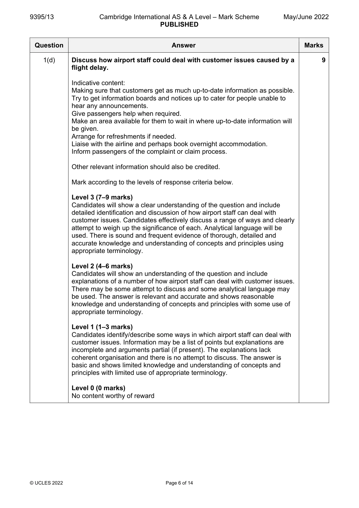 Mark scheme, page 6 of 14