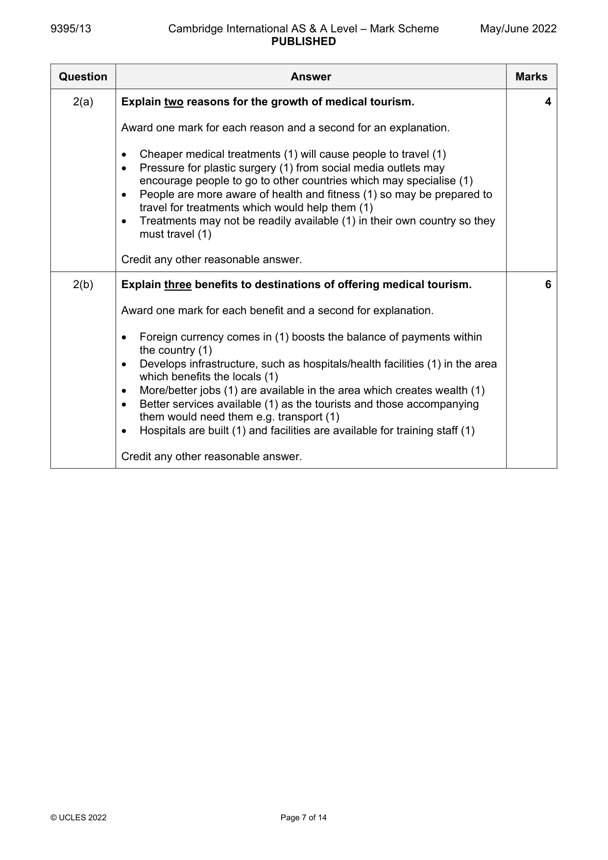 Mark scheme, page 7 of 14