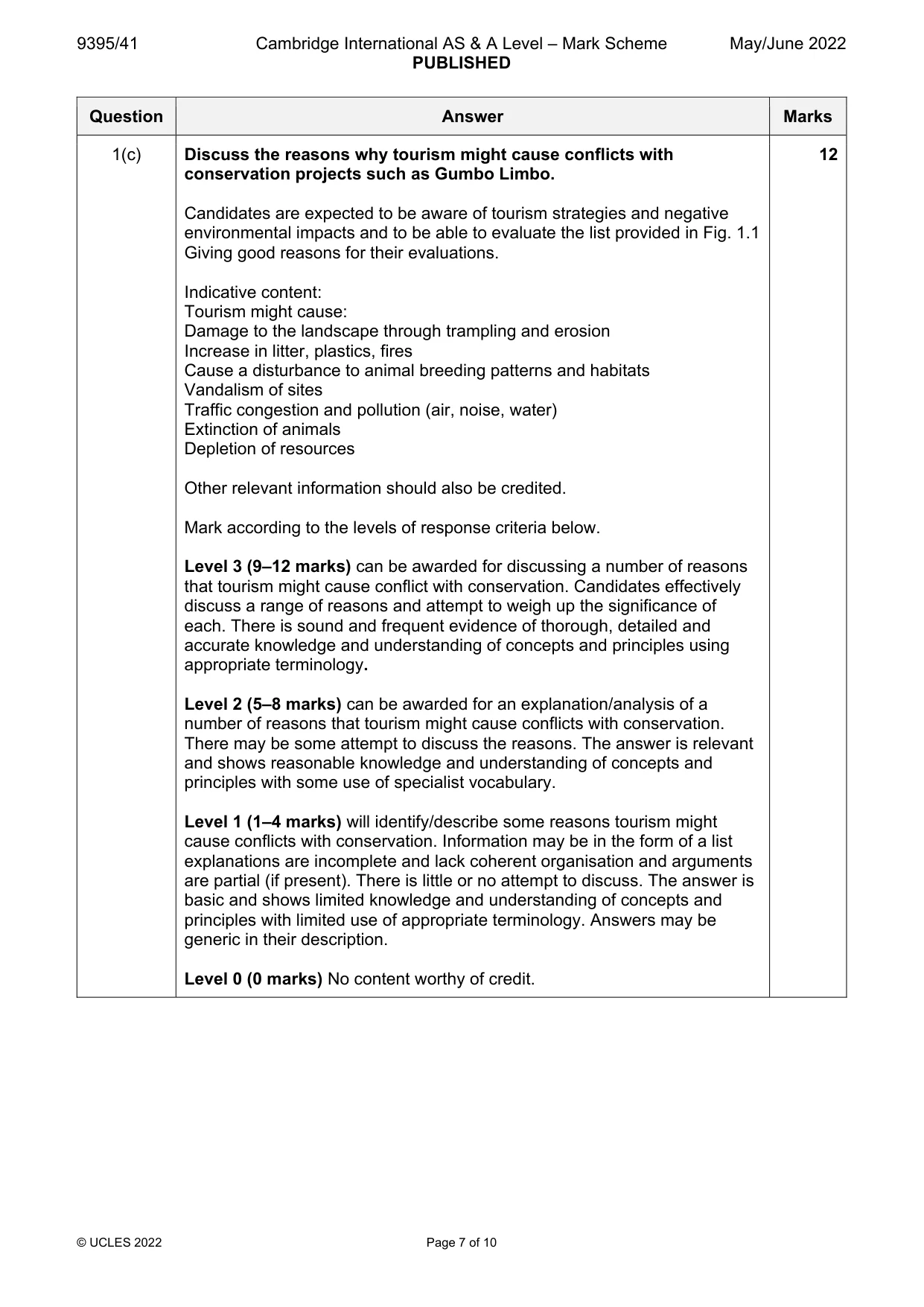 Mark scheme, page 7 of 10
