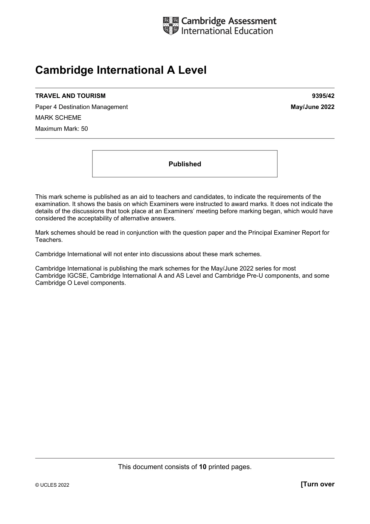 Mark scheme, page 1 of 10