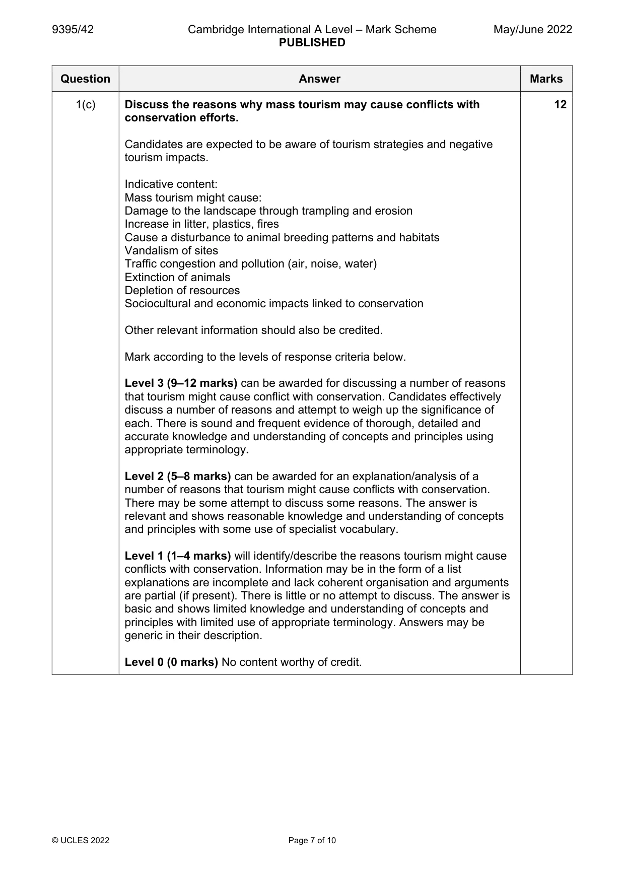 Mark scheme, page 7 of 10